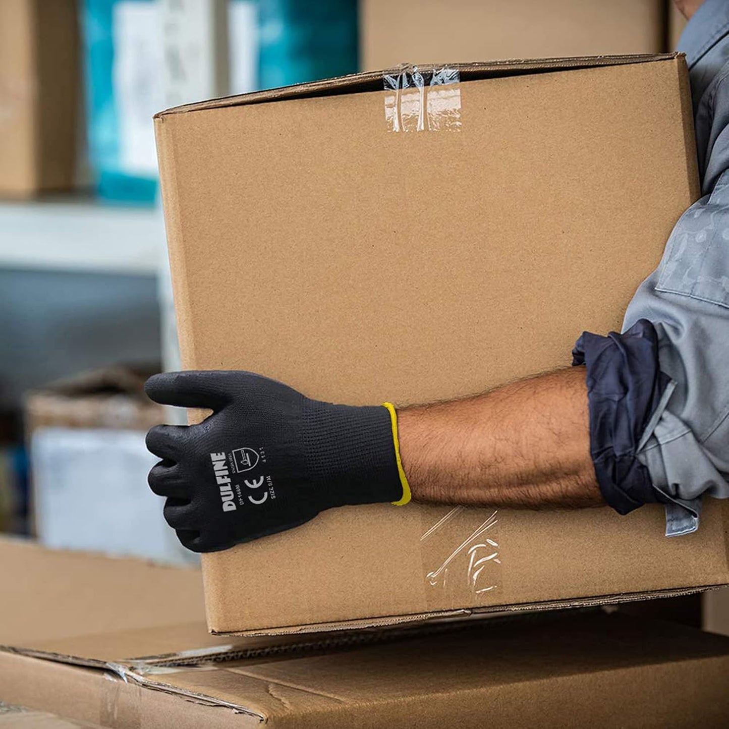 DULFINE Ultra-Thin PU Coated Work Gloves-12 Pairs,Excellent Grip,Nylon Shell Black Polyurethane Coated Safety Work Gloves, Knit Wrist Cuff,Ideal for Light Duty Work. (Medium)