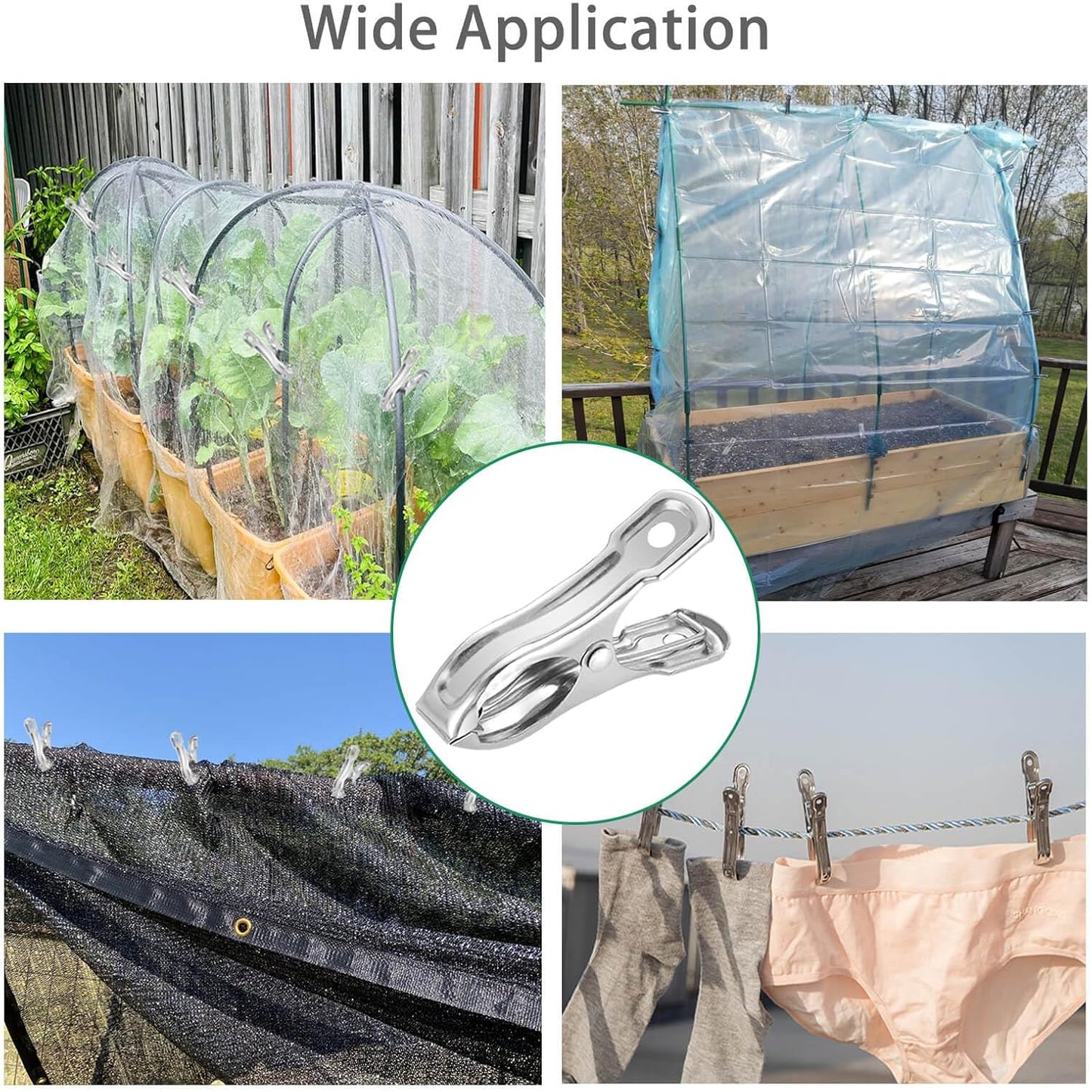40 PCS Garden Clips, Greenhouse Clamps Made of Stainless Steel, Greenhouse Clips for Netting, Have a Strong Grip to Hold Down the Shade Cloth or Plant Cover on Garden Hoops