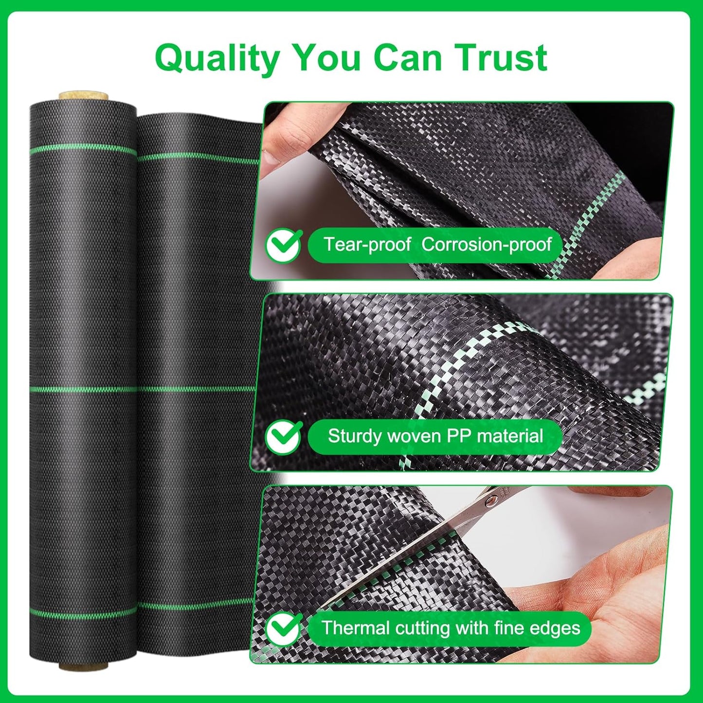 Weed Barrier Fabric for Weed Control – 13FT x 115FT with Staples, Heavy-Duty Landscape Fabric, Driveway Fabric 3.5OZ for Garden, Gravel, Pathways, Erosion Control, Construction, and Outdoor Projects