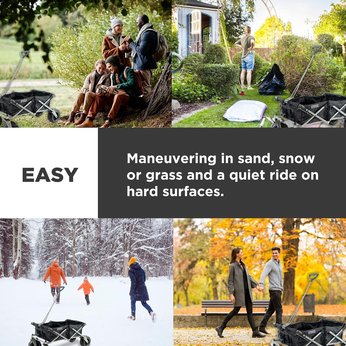 Creative Outdoor All-Terrain Deluxe Wagon | 360 Swivel All Terrain Wheels | Great for Beach, Park, Garden & Tailgate | Multiple Color Options