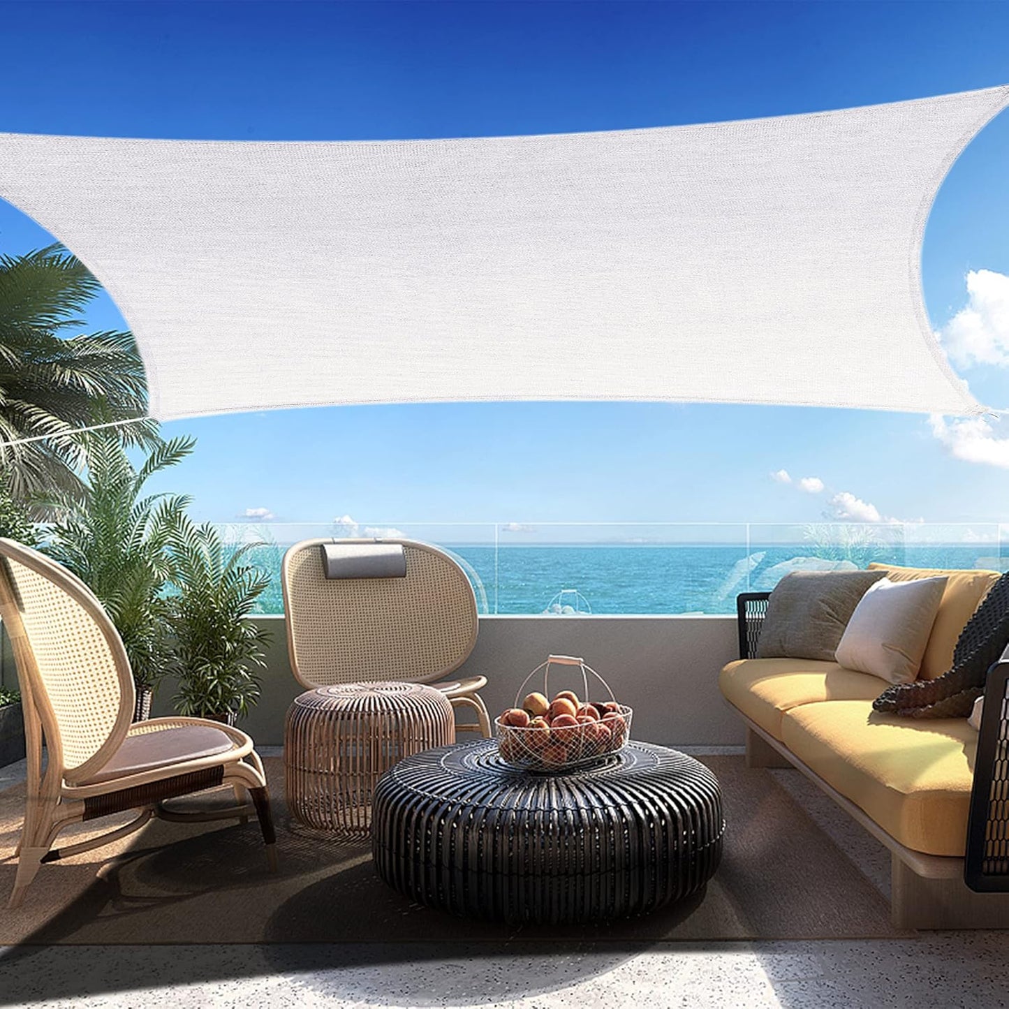 16' x 20' White Rectangle Sun Shade Sail SSP1212 Canopy Durable Fabric UV Block Awning,We Make Custom Orders