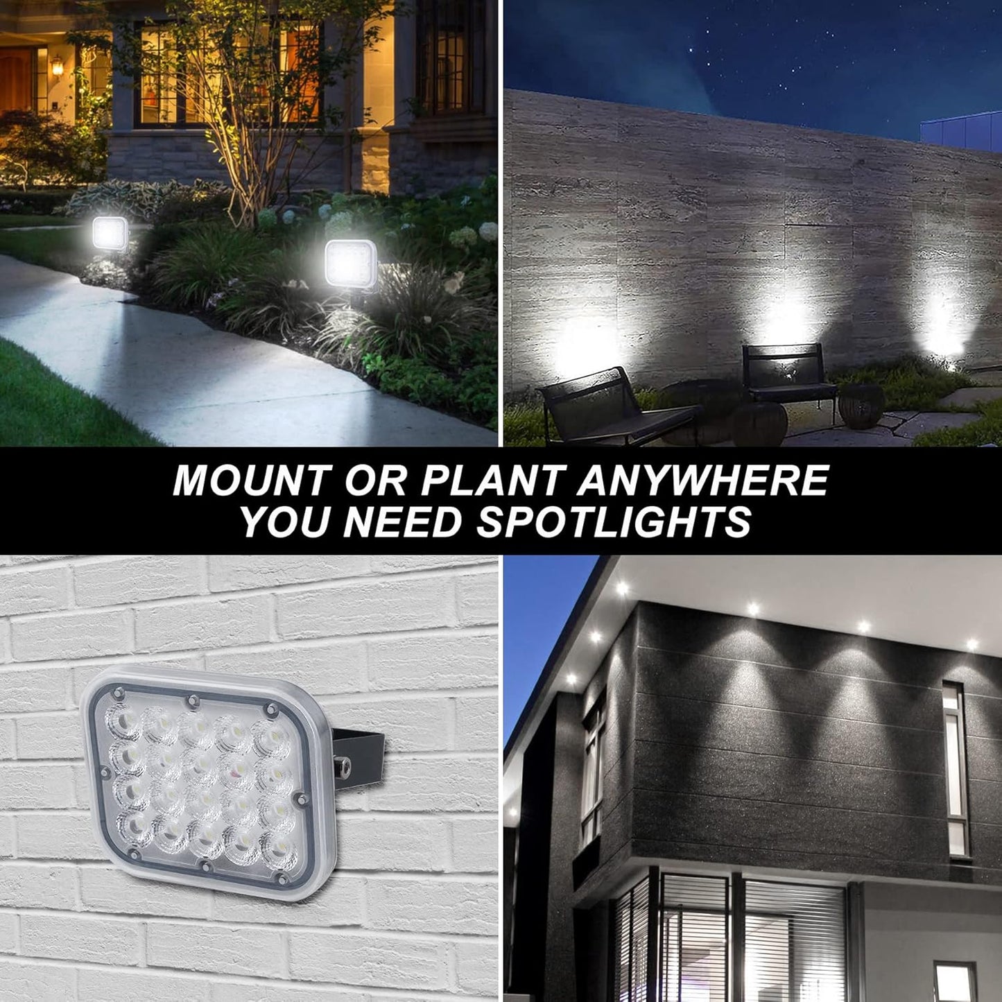 Solar Spot Lights Outdoor, 20 LED IP65 Waterproof Landscape Lighting, Dusk-to-Dawn 6000K Cold White Spotlights for Yard Garden Driveway Porch Walkway, 2-in-1