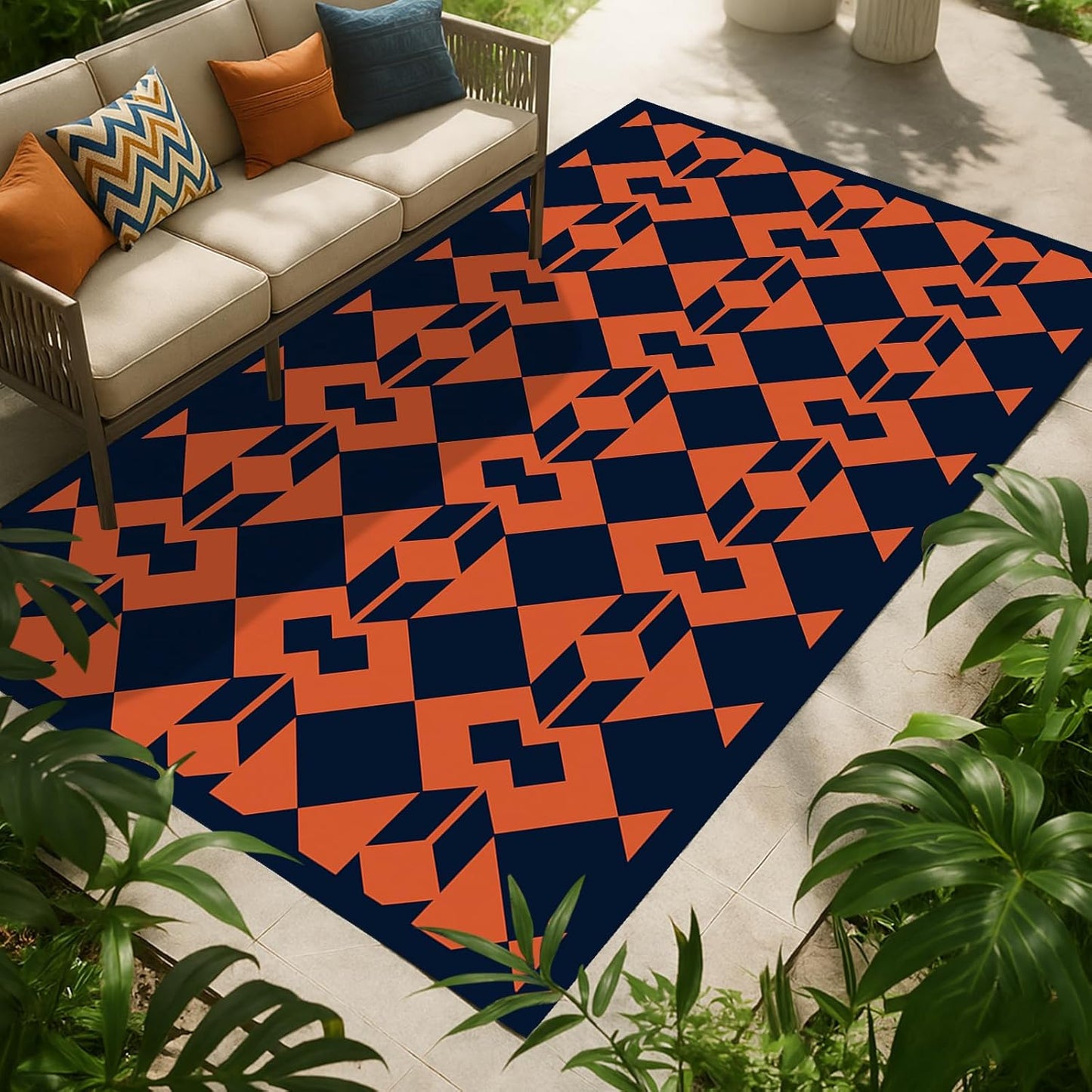 WILDROOTS 5x8 Feet Diamond Mask Plastic Outdoor Rug, Stain Resistant Waterproof Reversible Outdoor Patio Rug, Fade Resistant Camping Rug