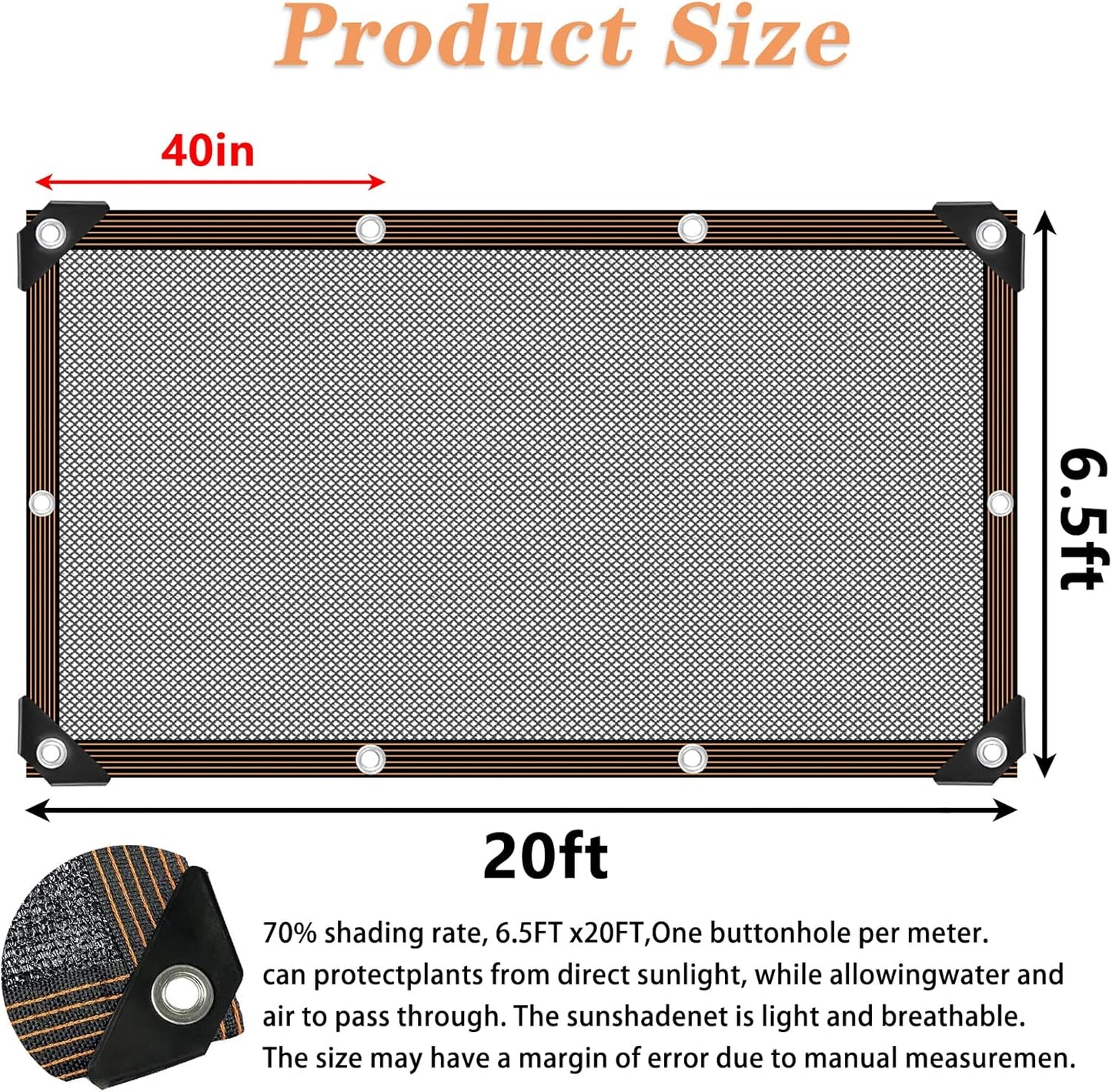 Shade Cloth - for Plants Greenhouse, 70% Sunblock Shade Sails -for Outdoor Garden Pergola Patio Lawn Sun Shade Cloths for Kennel Chicken Coop Easier to Hang Plant Shade Net Cover