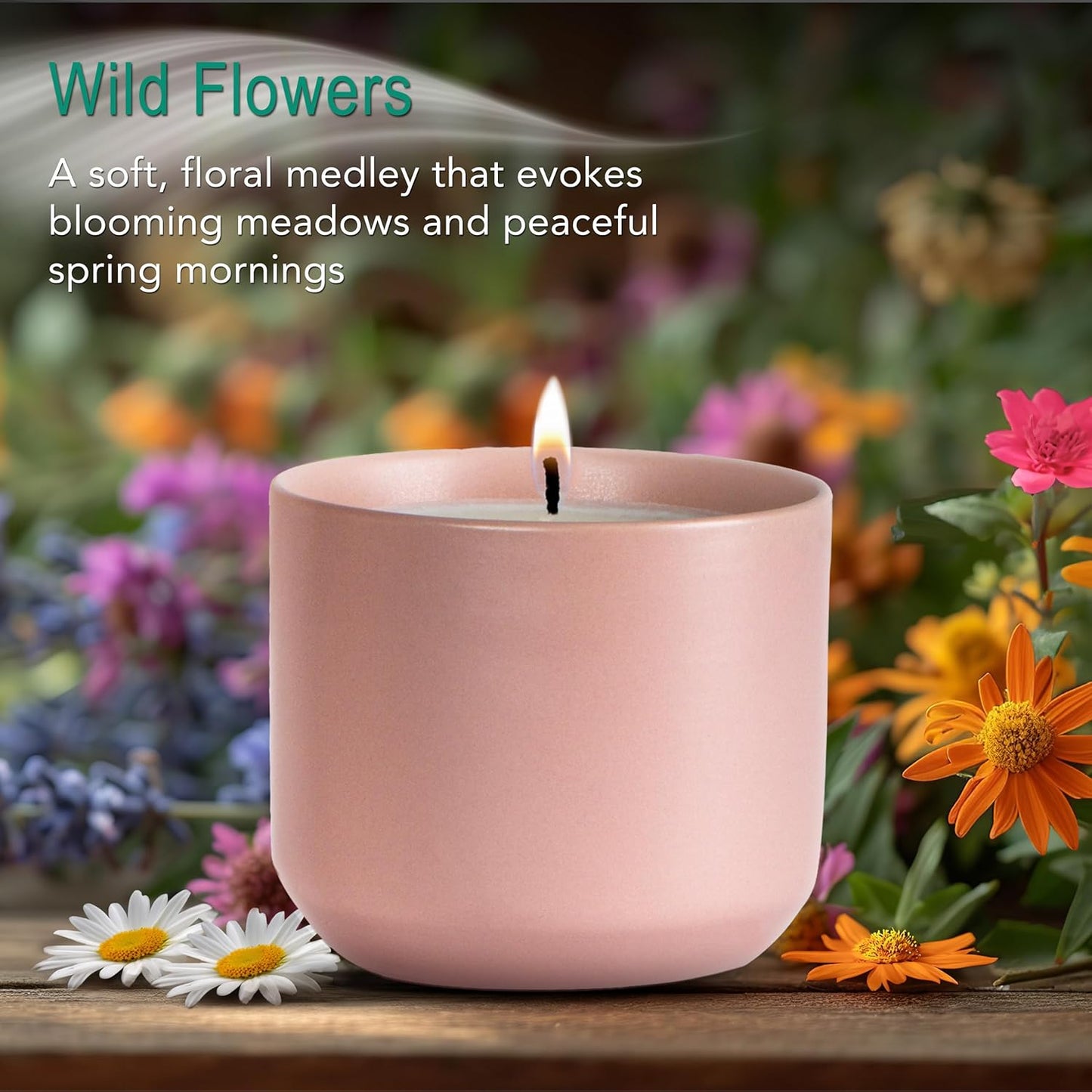 The Growing Candle, Wild Flower Scented, 8oz Ceramic Pot, Single Wick Aromatherapy Candles, 100% Soy for Women and Men, Adelyn