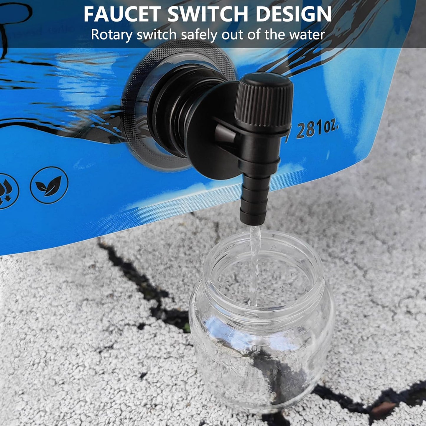 Collapsible 8L Water Storage Bag, BPA-Free Portable Folding Water Jug with Adjustable Faucet, Leakproof Emergency Water Bag for Camping, Hiking, Riding, Outdoor Sport (Blue, 1)