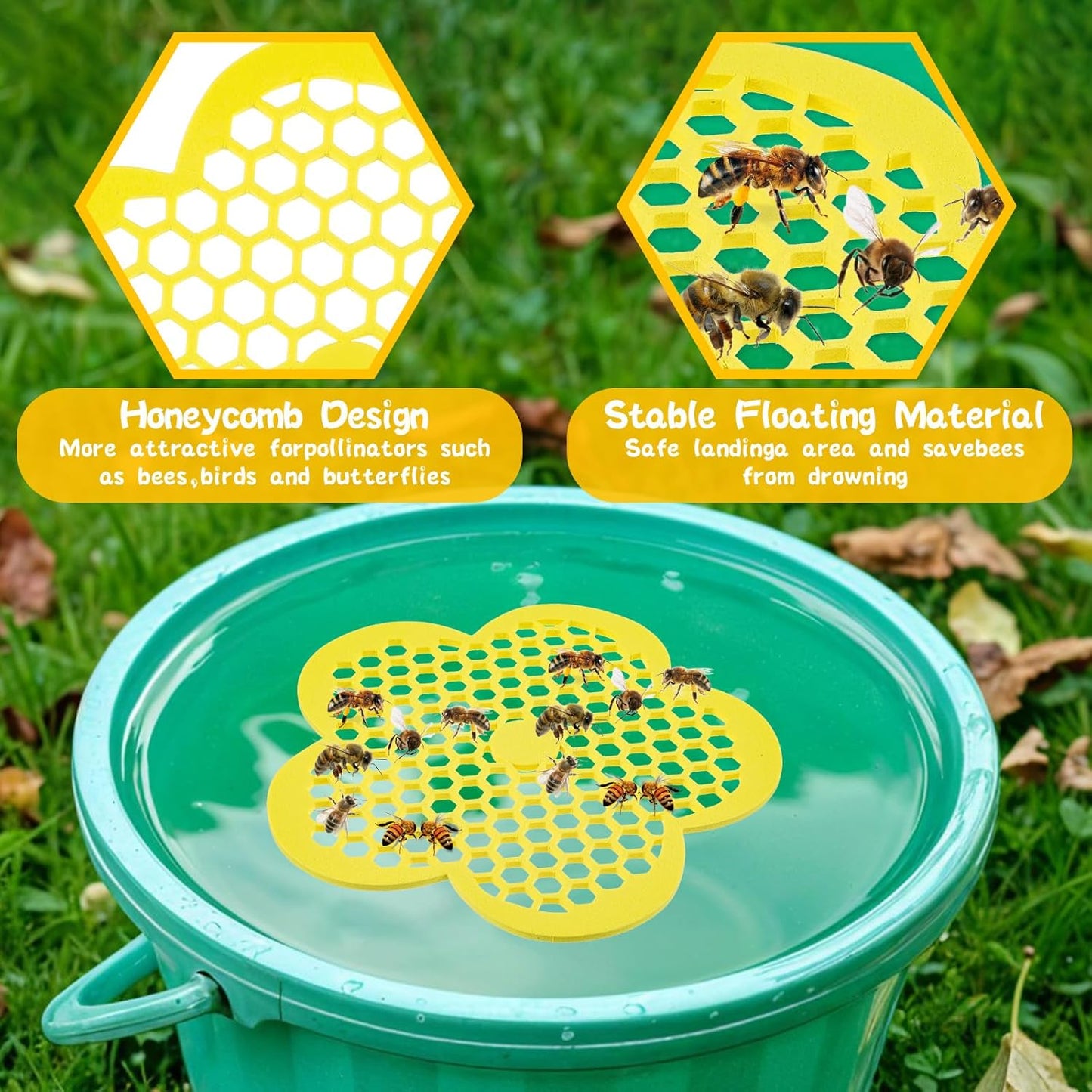 4 Pack Floating Bee Island, 7.7in Flower Floating Bee Watering Station Bees Feeding Bath Feeders for Garden Butterfly Outdoor Decor