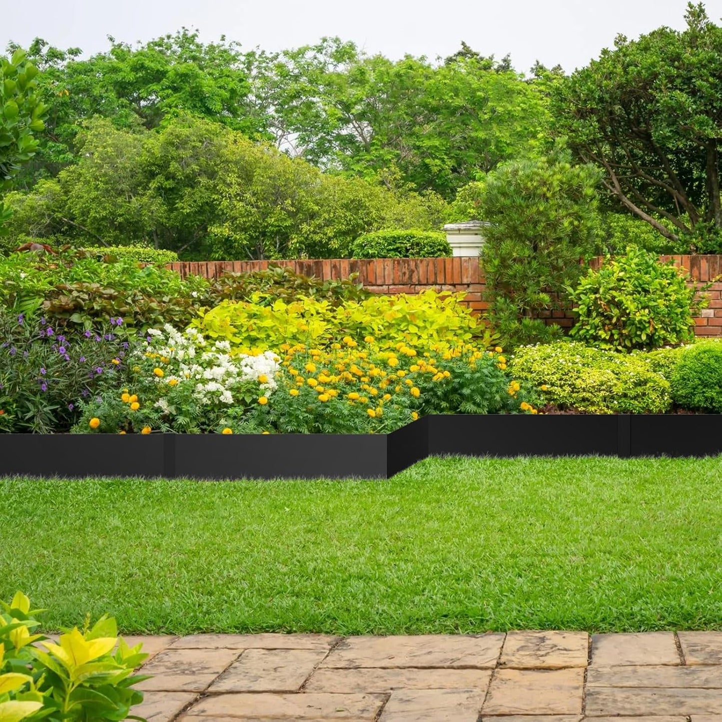 40”L X 6" H Metal Landscape Edging, Heavy Duty Galvanized Steel Garden Edging,10 Pack Garden Edging Border for Lawn, Flower Bed, Yard (Black
