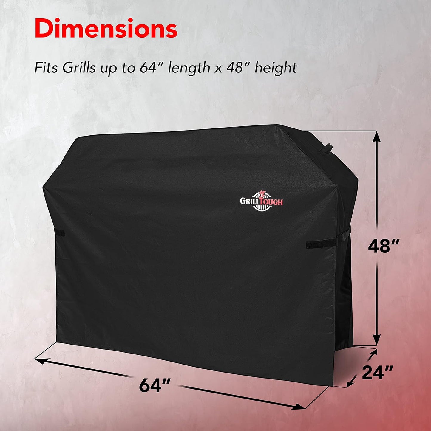 Heavy Duty BBQ Grill Cover for Outdoor Grill, 64 Inch – Waterproof, Weather Resistant, UV & Fade Resistant with Adjustable Straps – Gas Grill Cover for Weber, Genesis, Charbroil, etc. Black