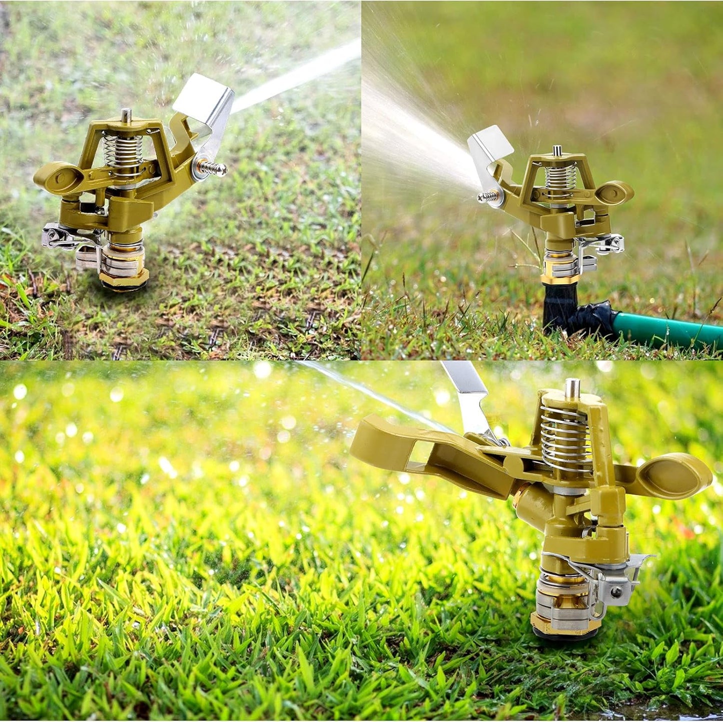 2 Pieces 1/2 Inch Brass Impact Sprinkler, Heavy Duty Sprinkler Head with Nozzles, Adjustable 0-360 Degrees Watering Sprinklers for Yard, Lawn and Grass Irrigation