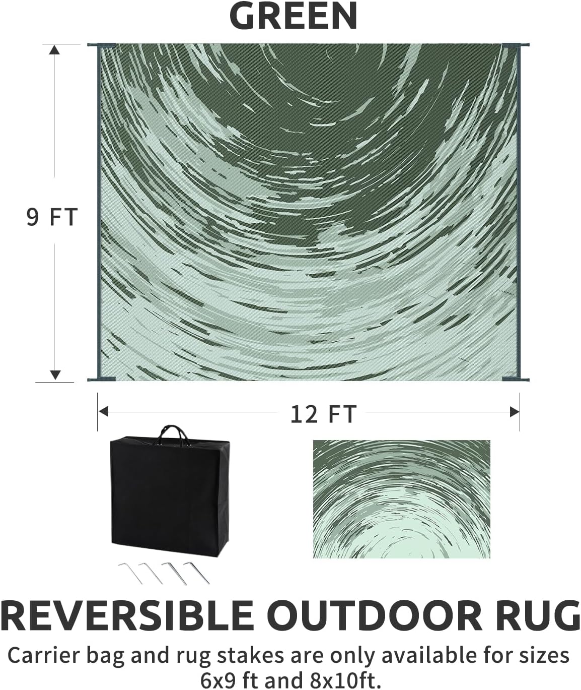 COCOER Modern Outdoor Rug 9x12 Reversible-Waterproof Outdoor Patio Rug-Quick Dry Outdoor Area Rugs Indoor Outdoor Rugs-Outside Rug Patio Decor for Porch Deck Balcony Backyard