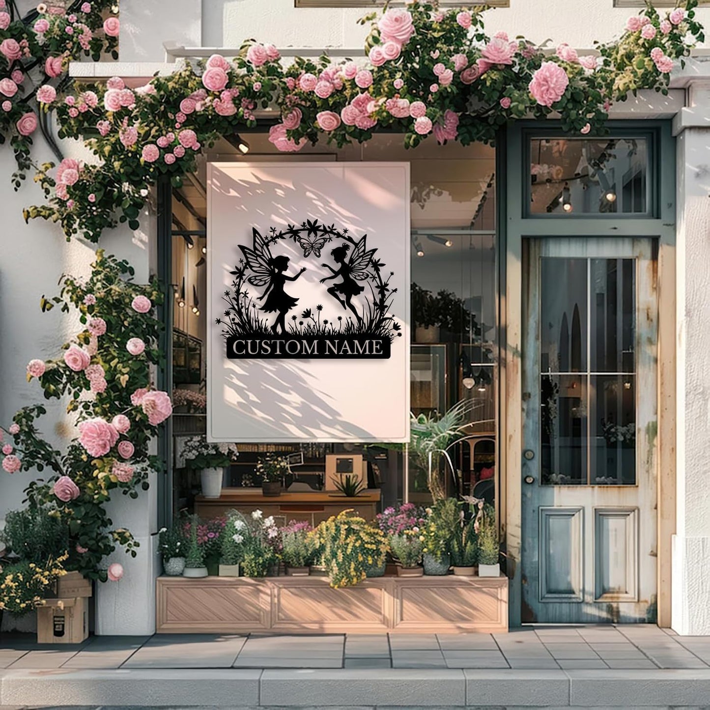 Custom Butterfly Metal Sign,Personalized Butterfly House Number Signs,Personalized Gardener Name Sign,Garden Patio Wall Decor (Style-2)