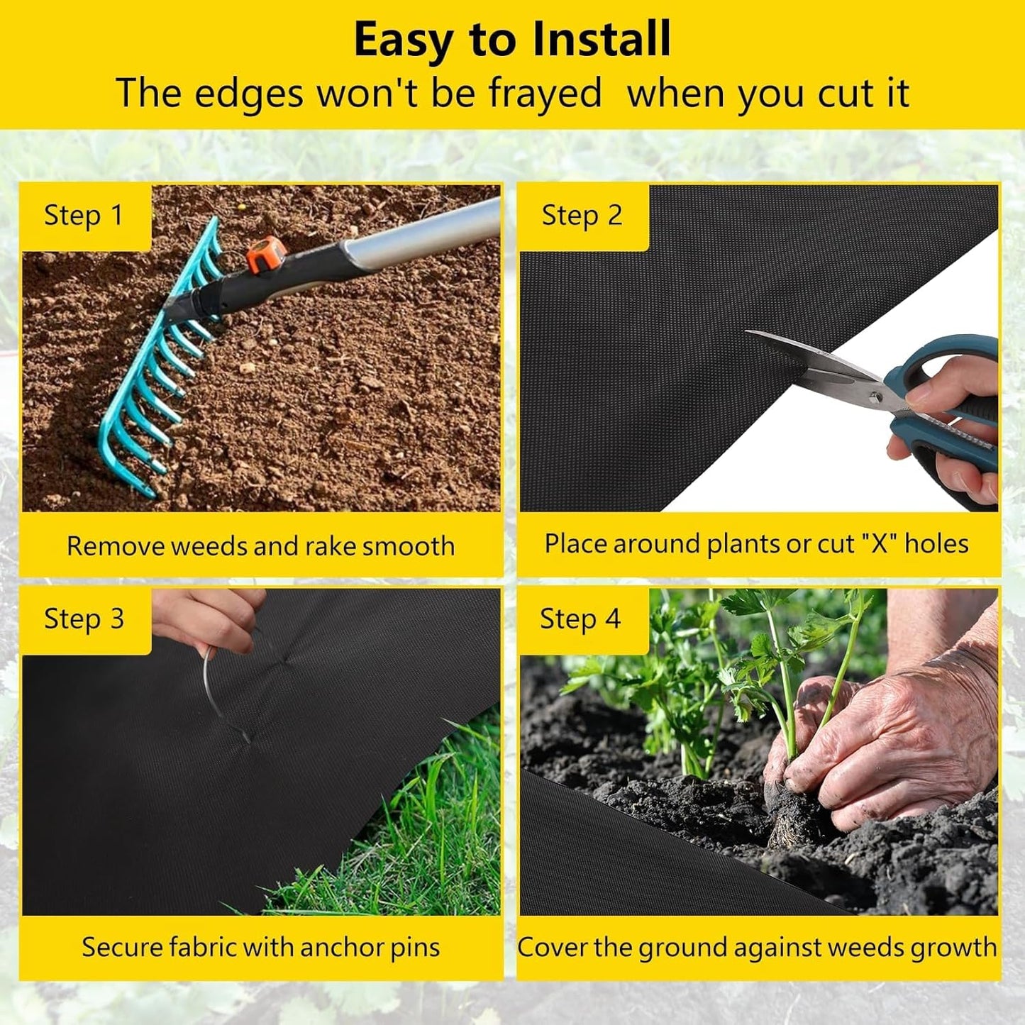 4ft x 100ft Weed Barrier Landscape Fabric 1.8oz, Premium Non-Woven Ground Cover Weed Block Gardening Mat, Easy Setup, Superior Weed Control, for Erosion Control, Weed Block, Ground Cover