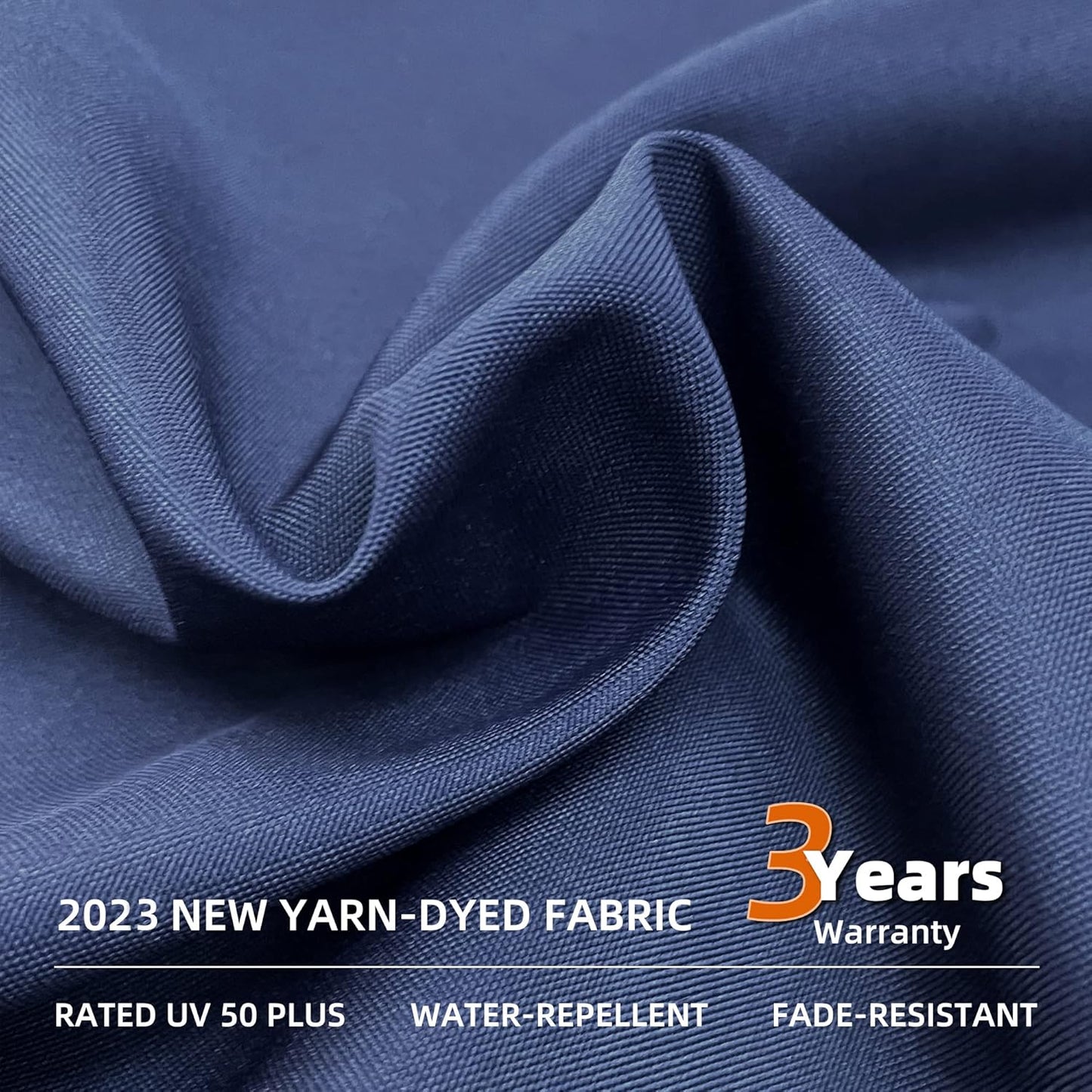 PURPLE LEAF 13 Feet Double Top Round Deluxe Patio Umbrella Offset Hanging Umbrella Outdoor Market Umbrella Garden Umbrella, Navy Blue