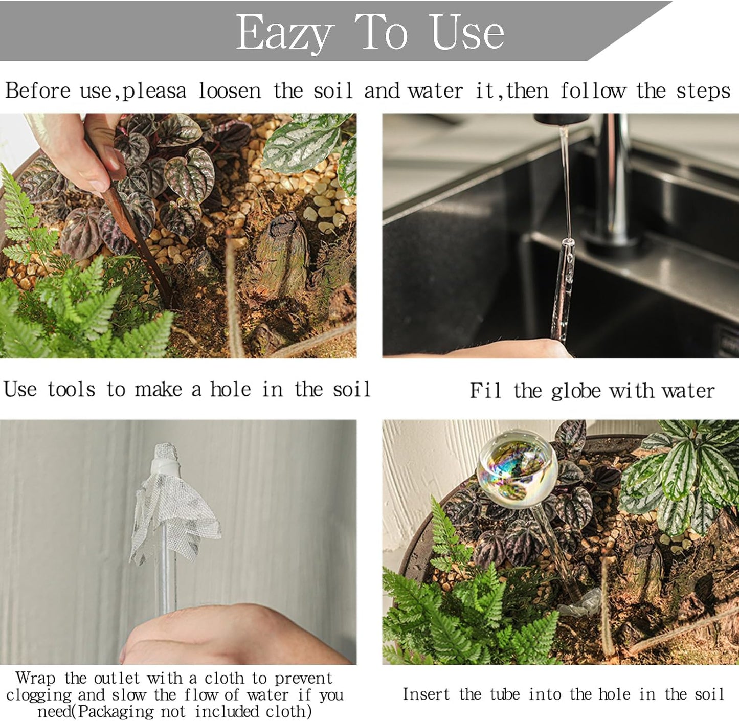 3Pcs Small Watering Globes Colorful Small Plant Watering Globes Plant Watering Globes Hand Blown Glass Indoor Plant Watering Globes