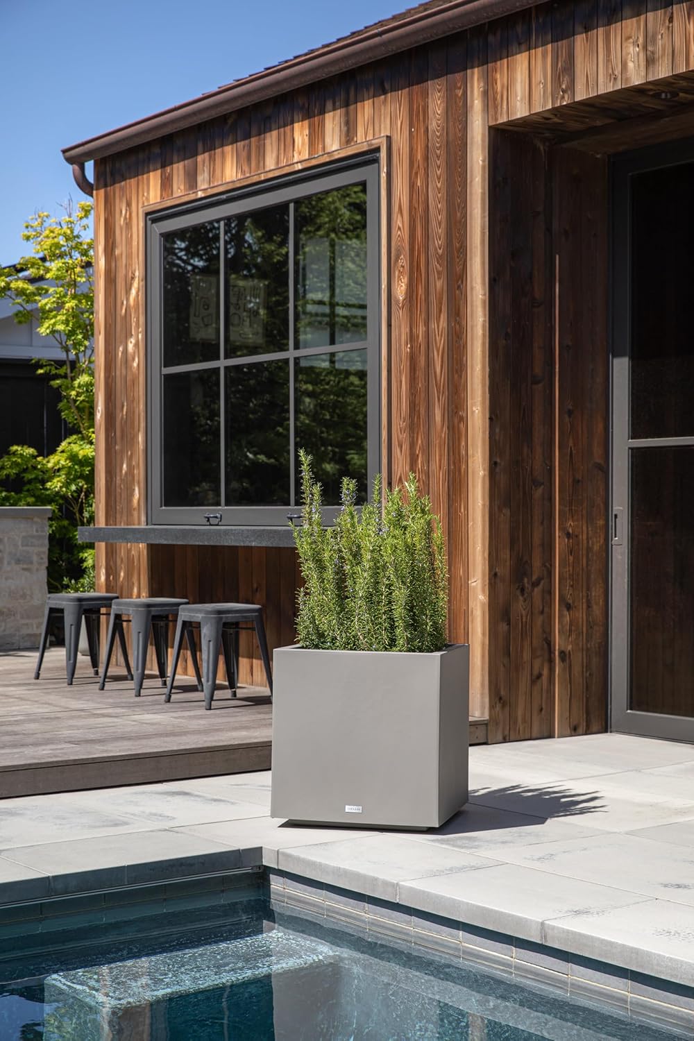 Veradek Block Series Cube Plastic Planter - Large Square Planter for Indoor or Outdoor Patio/Garden | Durable All-Weather Use with Drainage Holes | Modern Décor for Tall Plants, Trees, Flowers