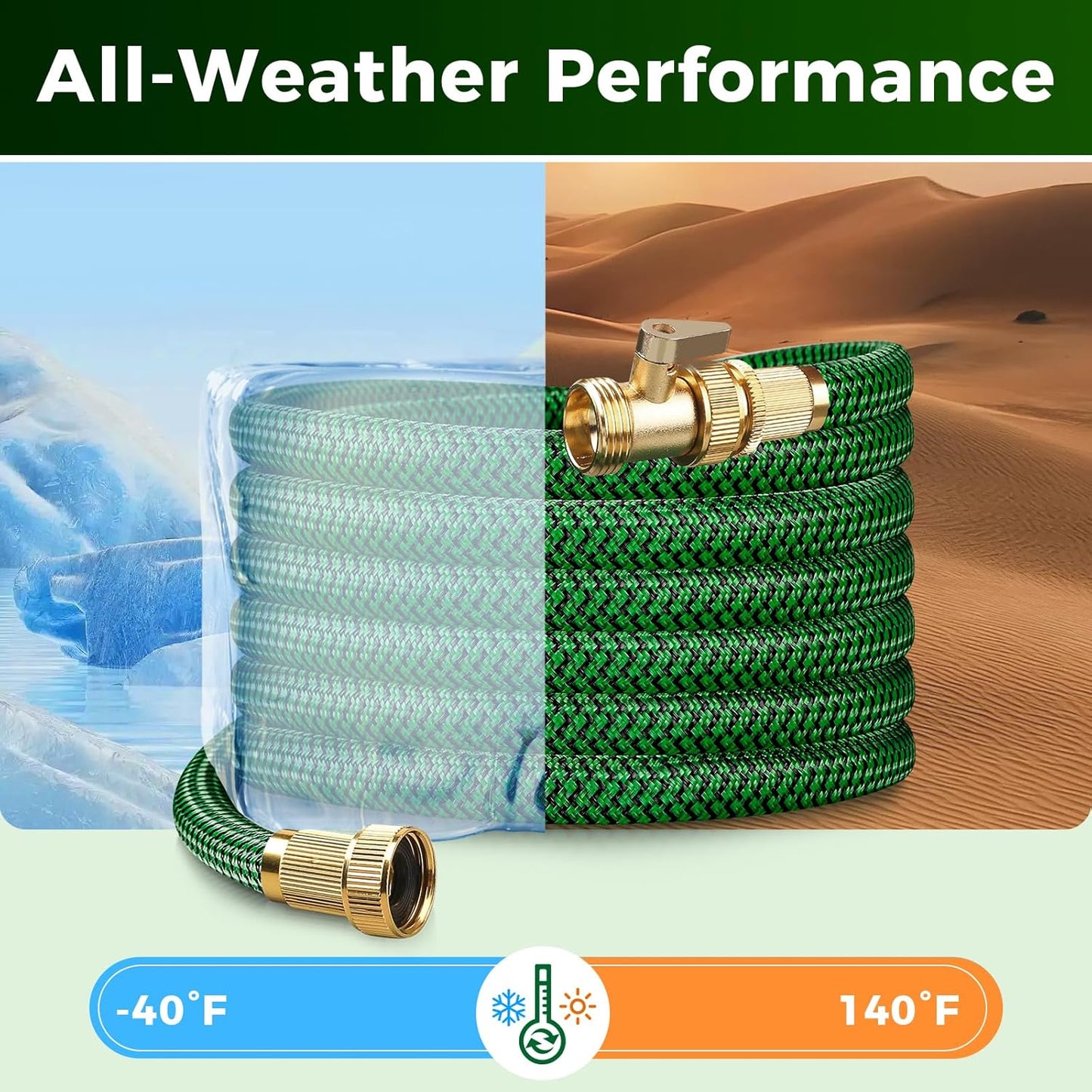Upgraded Garden Hose 25+5ft, Non-Expandable Hose, Heavy Duty Kink-Resistant Flexible Water Hose with High-Density Fabric,LeakProof Hose Metal Shut-Off Valve Connector for Patio, Car Wash. (30FT)