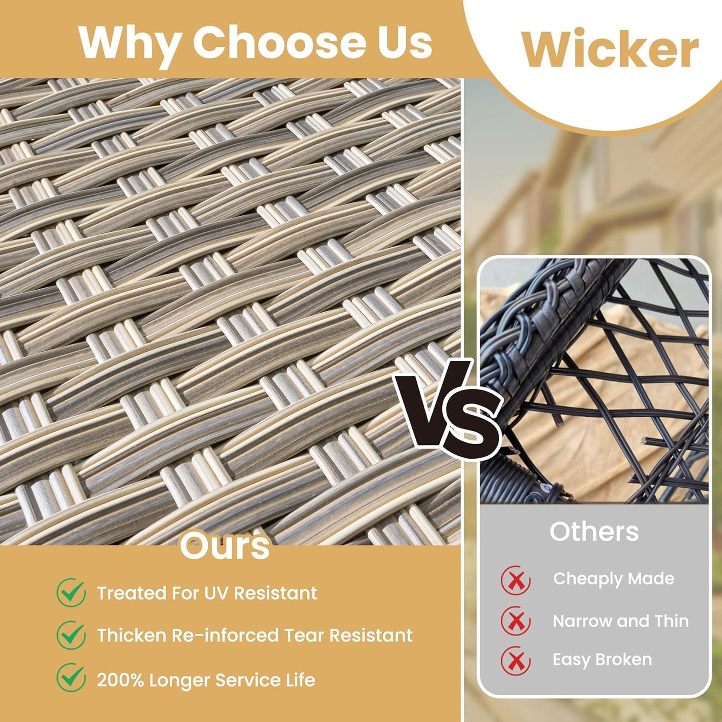 HOOOWOOO Outdoor Sectional Patio Furniture Set,6 Pieces Wicker Conversation Sets L Shaped Couch,Extra Deep Out Door Sofa Outside Furniture,Denim Blue