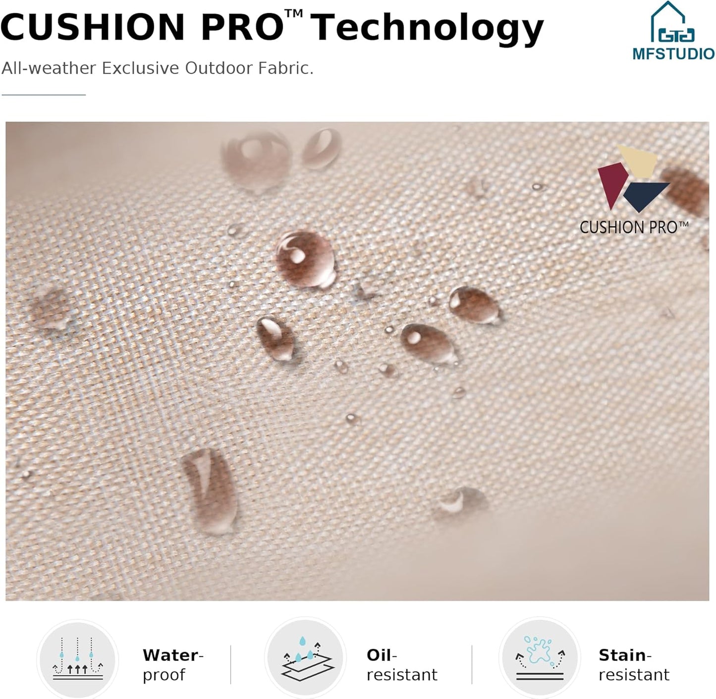 MFSTUDIO 7 Seats Metal Patio Furniture Sets, 6 Pieces Outdoor Sectional Sofa Conversation Set with 2 x Motion Chairs, 2 x Fixed Chairs, 1 x 3-seat Sofa and 1 x 45 inches Rectangular Fire Pit Table