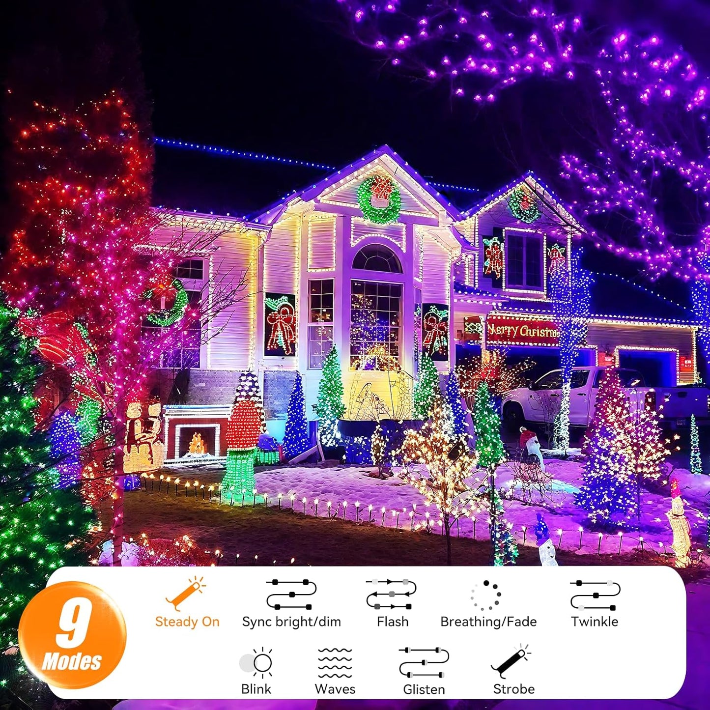 LitHome 164ft 500Led Color Changing String Lights with Remote,35 Colors RGB Christmas Lights with Timer,Dimmable Halloween String Light Outdoor Plug in,Xmas Tree Light Indoor for Fall Party Decor