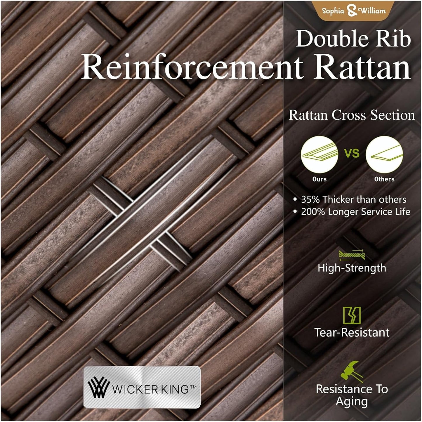 Sophia & William Patio Furniture Set with Fire Pit Table, 9 Piece Half Moon Outdoor Wicker Sectional Sofa Set, Rattan Conversation Set with 56-Inch Fire Pit Table for Backyard, Deck, Pool(Beige)