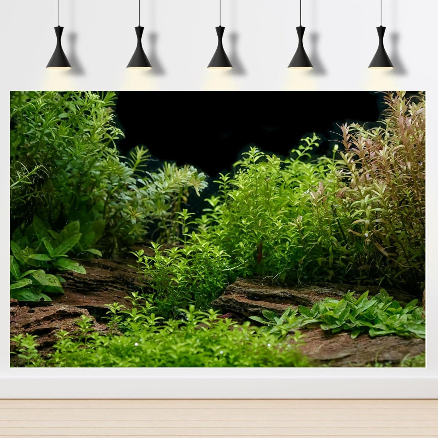 Aquarium Background Underwater Green Grass Leaves Stone Aquarium Backdrop Vivid and Fresh Green Aquatic Plant Stone River Bed and Lake Fish Tank Background Decor Vinyl 72x16in