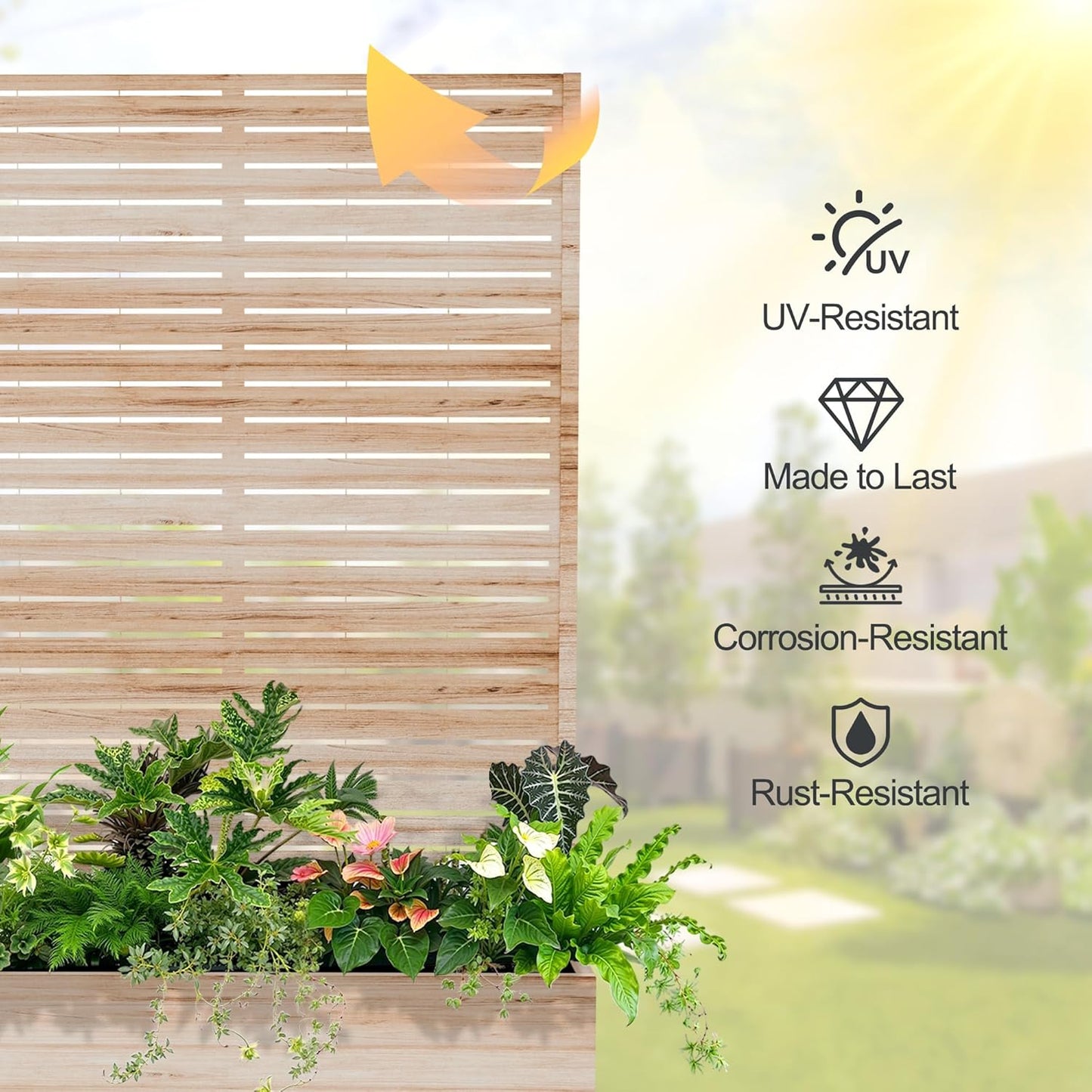 Raised Garden Bed with Trellis and Wheels,73"x47"x16" Metal Raised Garden Bed,Acacia Finish Metal Planter with Climbing Trellis for Vines & Vegetables