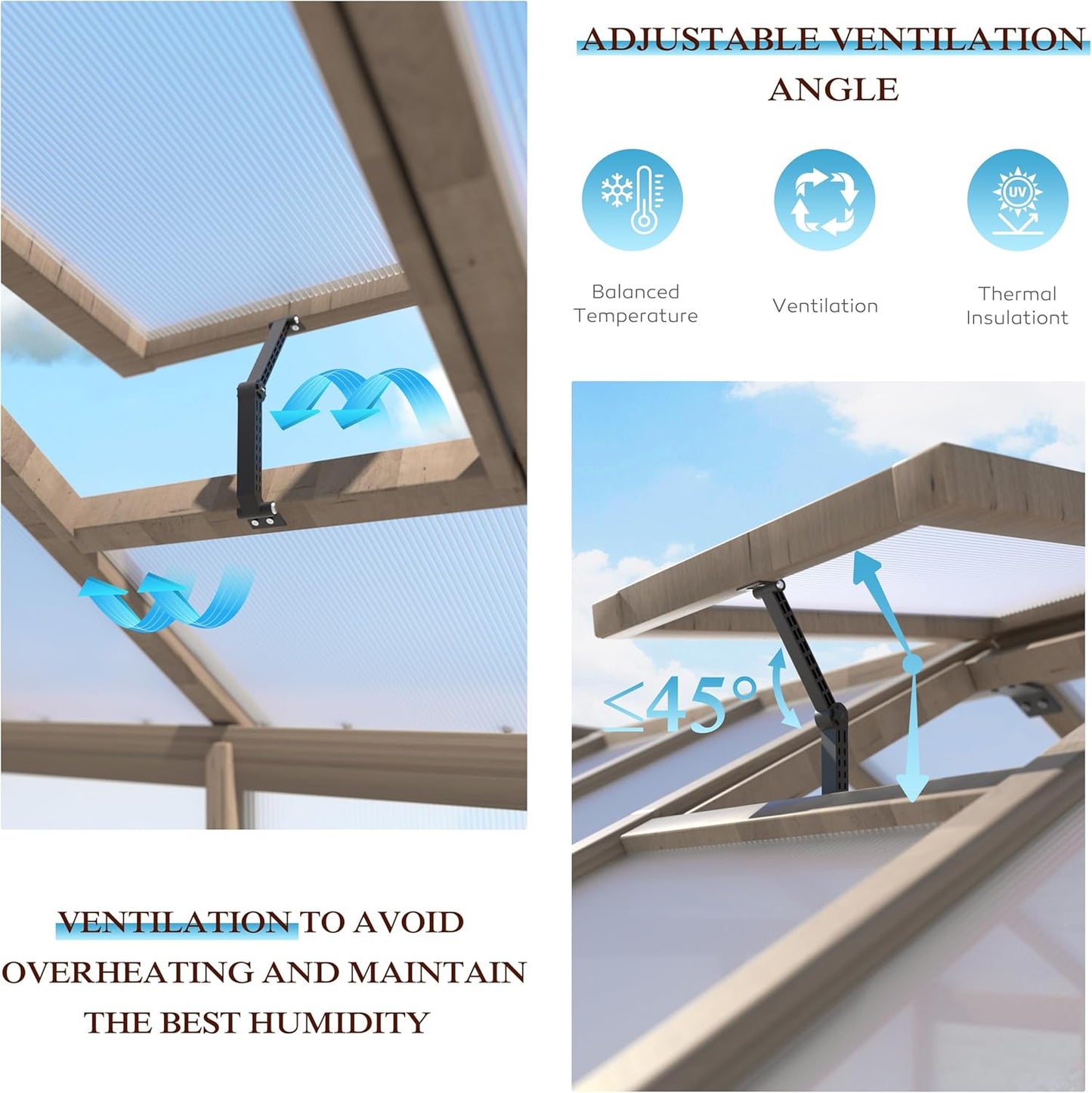 Mupater 8 x 16 FT Wooden Greenhouse for Outdoor, Heavy Duty Greenhouse Kit with Vent Window and Lockable Door, Walk-in Green House for Garden, Patio, Backyard and Lawn, Brown