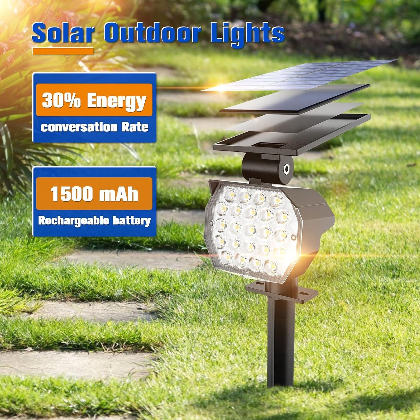 APONUO Solar Spot Lights Outdoor Waterproof 8 Pack IP67,23 LED 3 Lighting Modes Solar Landscape Lights Outdoor for Yard Garden House Garage Pathway
