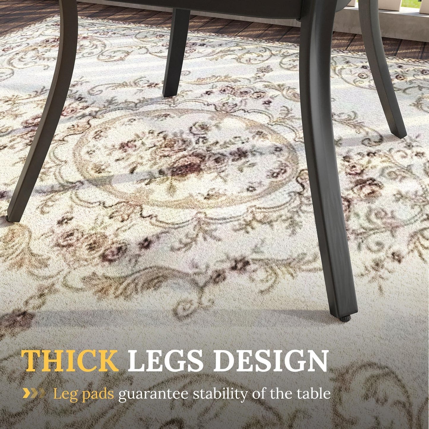 VICLLAX 47.2" Outdoor Round Patio Table for Lawn Garden, All Weather Metal Round Outdoor Dining Table with Adjustable Umbrella Hole, 6 Person Patio Table, Grey Wood-Like Tabletop