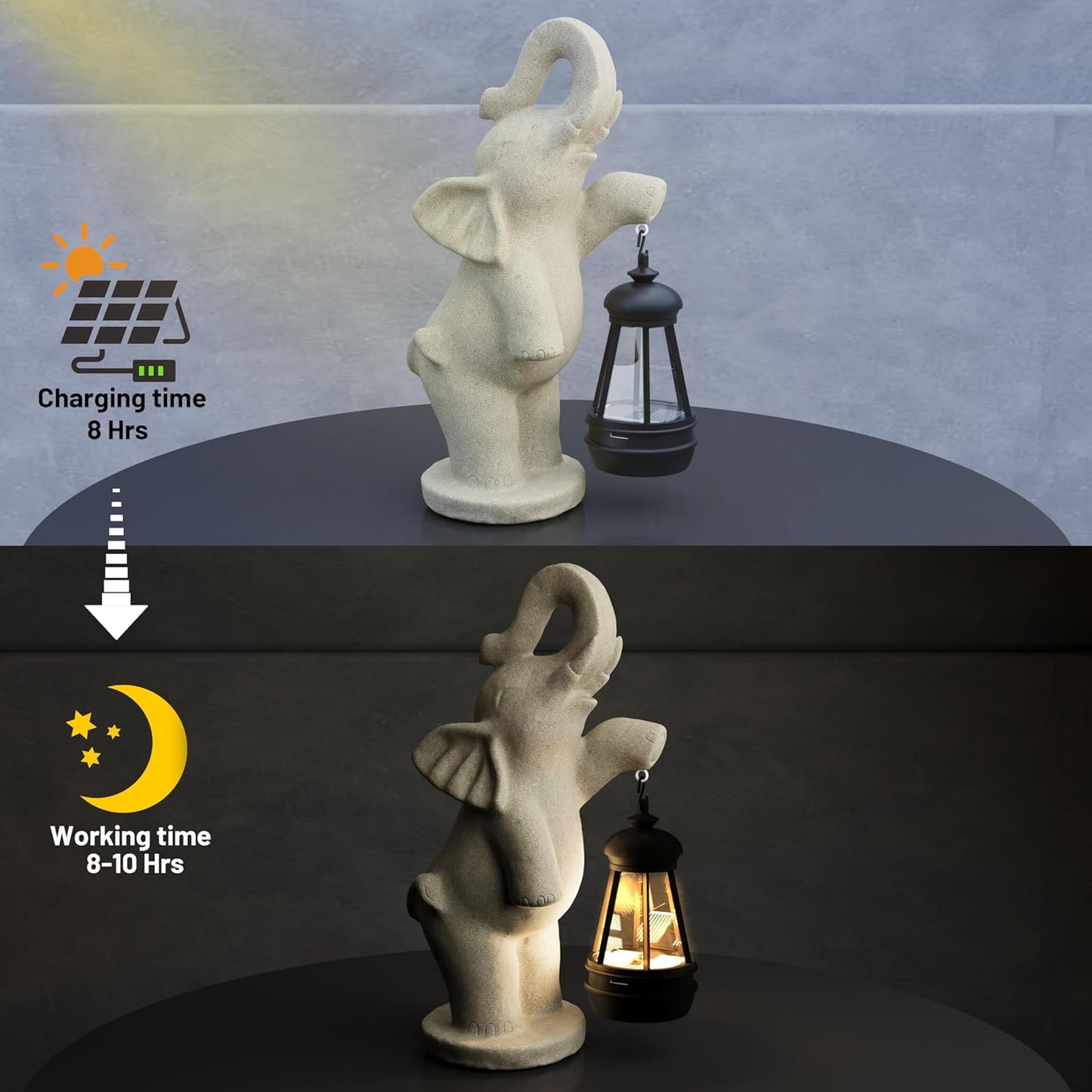 Solar Garden Statue 10 Inch Elephant Decor for Outside Yard Decoration Outdoor Unique Housewarming Gardening Birthday Gifts for Women Grandma