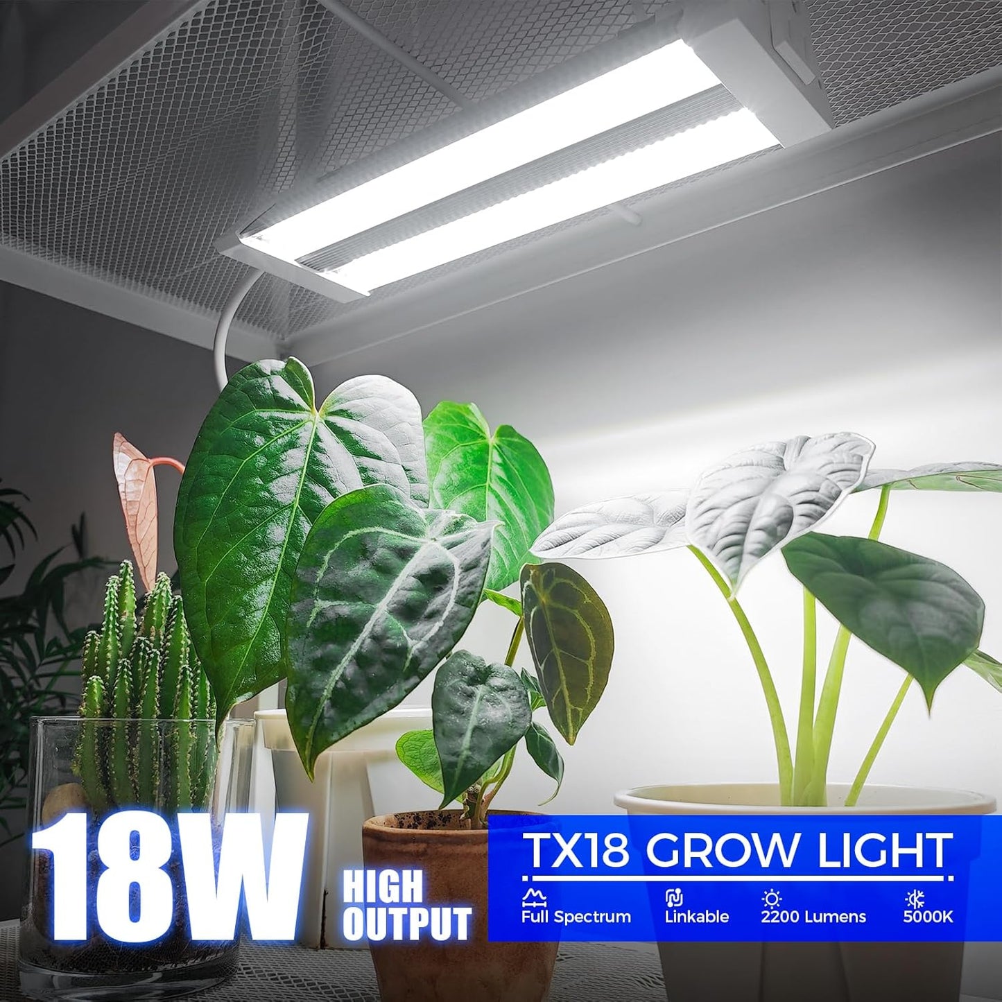 Barrina TX18 1FT Grow Light, 18W(90W Equivalent), High PPFD, 5000K Daylight Full Spectrum LED Grow Light Strip, Plant Light for Greenhouse Indoor Growing, Seedling with On/Off Switch, Linkable, 1 Pack