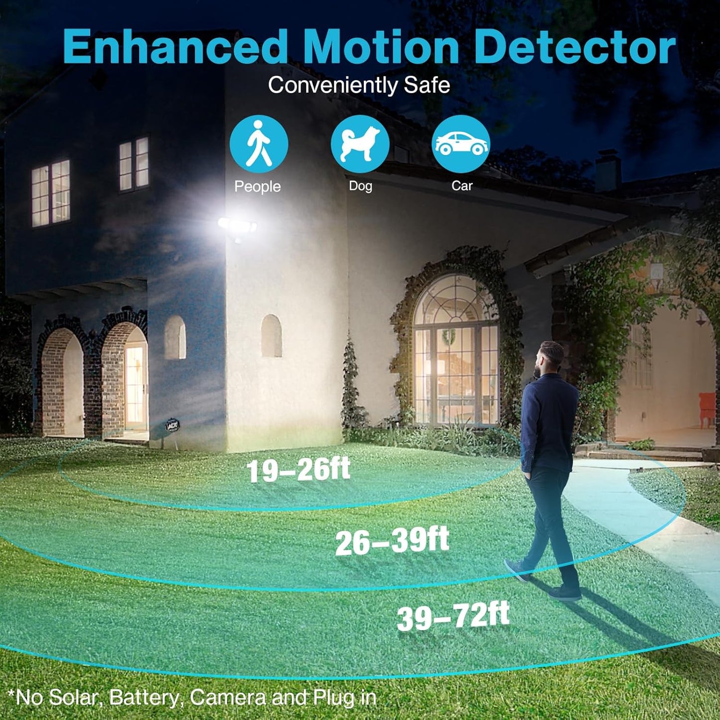 Olafus 100W LED Security Light Motion Sensor Outdoor Light, 2 Pack Motion Flood Light Dusk to Dawn, 9000LM Super Bright 6500K Exterior Motion Detector Floodlight for Garage Yard Porch Eave IP65, Black