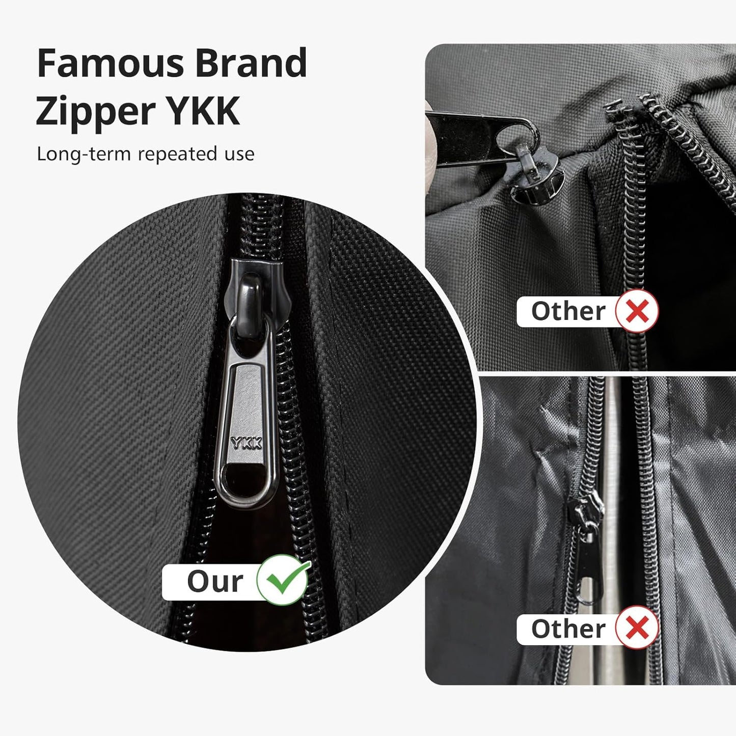 QH.HOME Winter Patio Heater Covers, [2025 Upgraded Tear-Resistant Fabric] Waterproof with Robust Zipper ,Height fit 87"-92",Dustproof/Wind/Sunlight/Snow-Resistant, Black