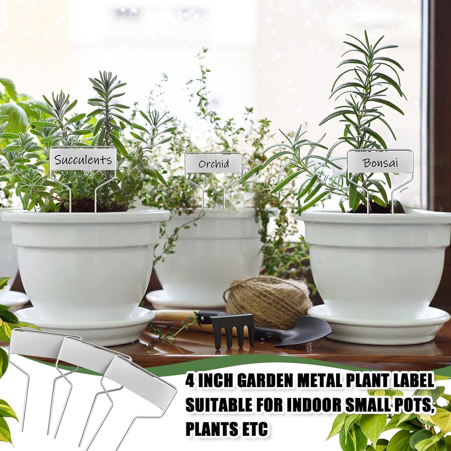 Moxweyeni 60 Pcs Metal Garden Tags Plant Labels for Garden Waterproof Plant Markers with 2 Permanent Pen Planting Nursery Tags Reusable Labels Stake for Plants(Aluminum,6 Inch)