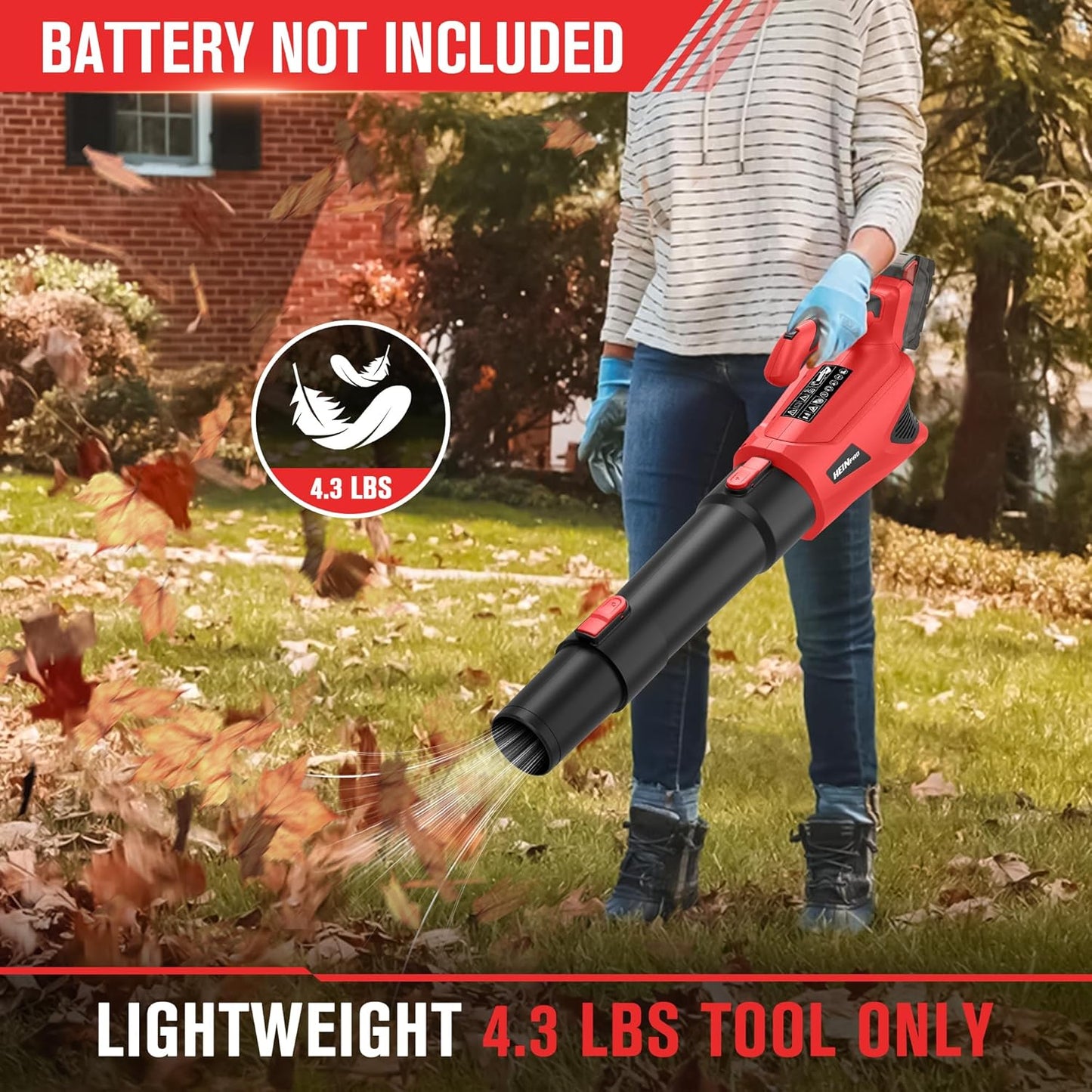 Cordless Leaf Blower Up to 500CFM Compatible with Milwaukee M18 Battery (Tool Only), Electric Leaf Blower Cordless with 5 Speed Modes, Battery Powered Leaf Blowers for Lawn Care, Yard