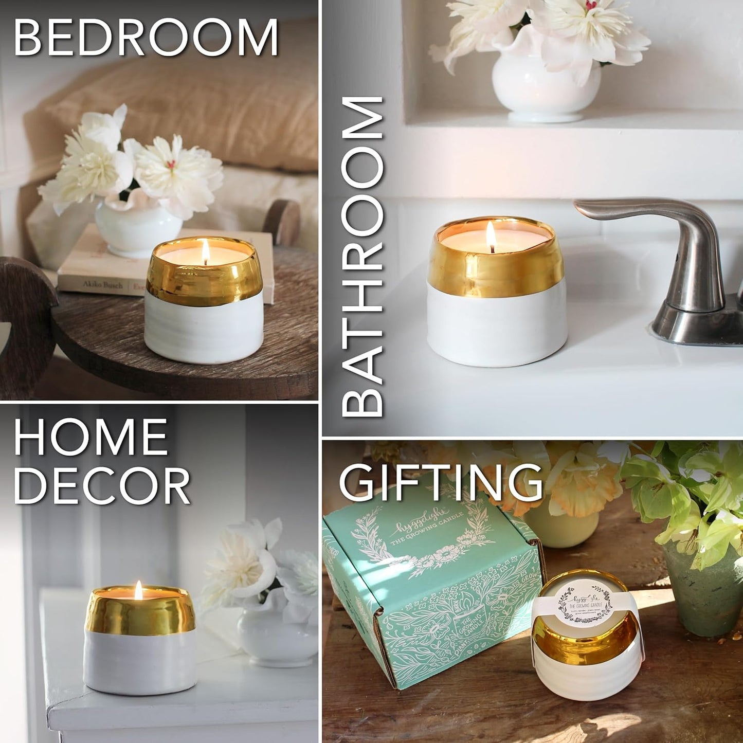 The Growing Candle, Coffee Scented, 10oz Ceramic Pot, Aromatherapy Candles, 100% Soy, Cream and Espresso Aroma for Home, Clara