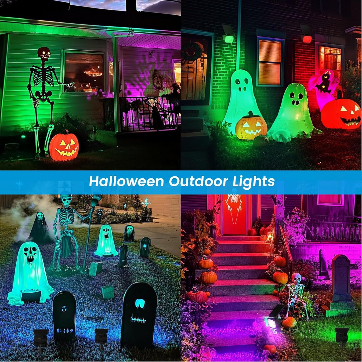 VOLISUN Solar Landscape Spotlights Adjustable Outdoor, Uplights Solar Waterproof IP67, Spot Lights Solar Powered for House,Tree,27 LED with 6 Colors Changing(6 Pack- RGB)