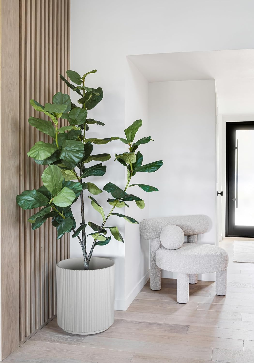 Veradek Demi Series Round Planter for Porch, Patio, Backyard | Durable Plastic-Concrete Material | Modern Décor for Tall Plants, Flowers