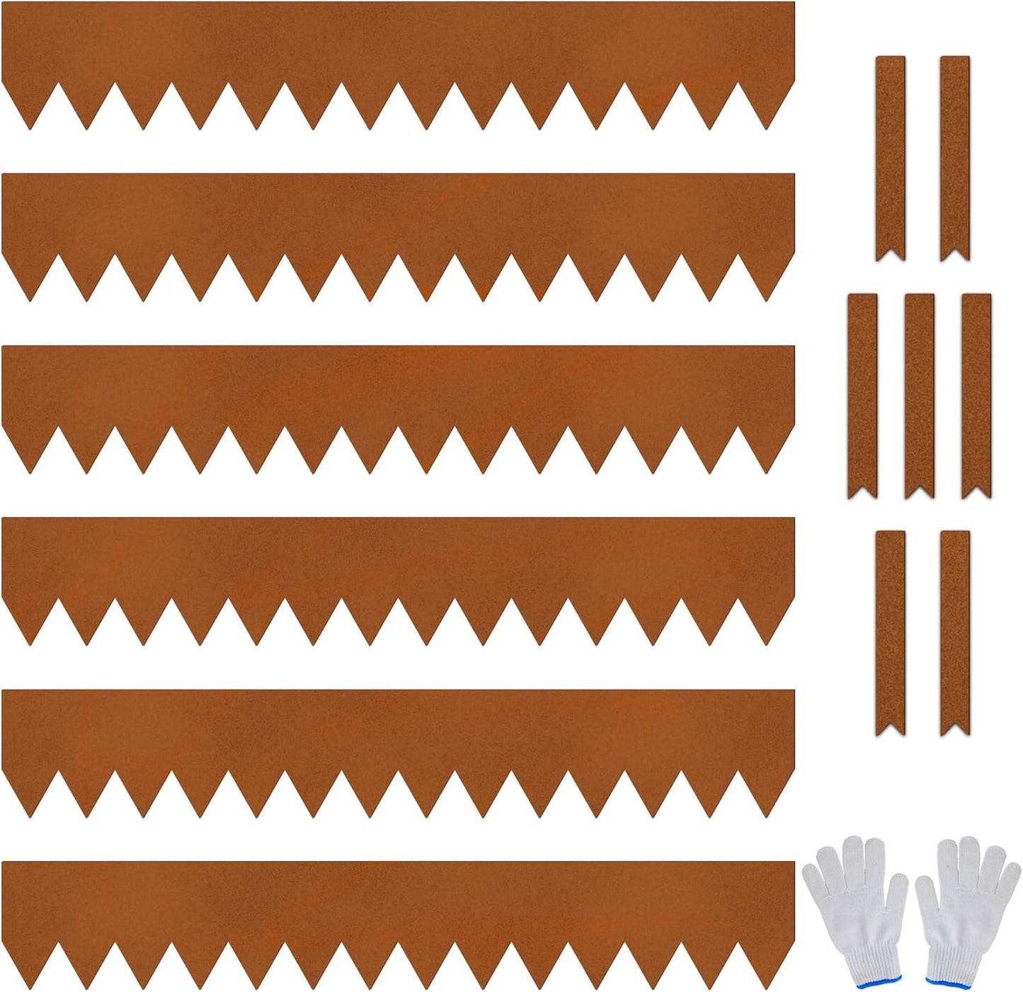 Worth Garden 20ft. Galvanized Steel Landscape Edging - 6-Pack 6.5" x 40" Metal Edging for Landscaping with 7 Stakes, Rust-Like Powder Coating Hammer-in Lawn Edging for Yard Pathway Divider