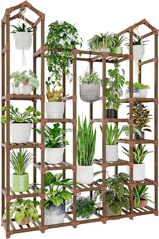 Large Plant Stand Indoor Plant Stands Outdoor Tall Plant Shelf for 18-23 Pots Corner Tiered Plants Stands for Multiple Plants Wood Hanging Plants Holder for Garden Balcony Patio Window Porch