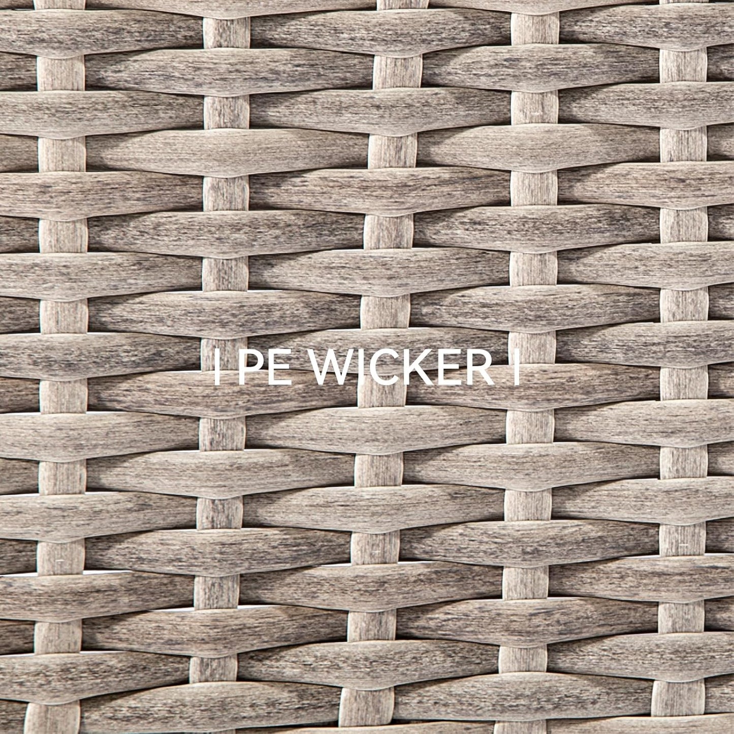 Outdoor Wicker Metal Chairs Set of 2 with Matching Side Table - 3 Pieces Patio Bistro Set with Removable Olefin Fabric Cushions & Rectangular Framed Wood-Looking Metal Armrest, Beige