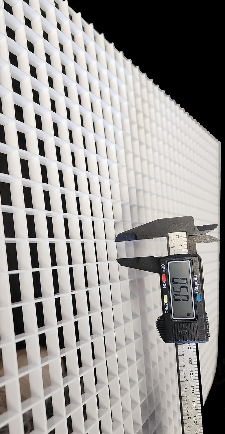 Fluorolite Plastics| Egg Crate Panel|Polystyrene| Color -White| Nominal 24" x 48" with 1/2" x 1/2" x 3/8" Cell Size (Custom Size Available) (2 Pack)