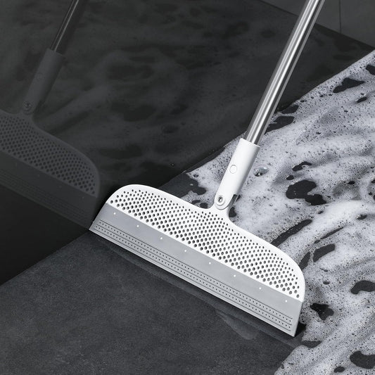 Magic Broom Floor Squeegee Pet Hair Remover, Silicone Squeegee Broom for Floor, 51.77" Long Handle for Carpet, Bathroom Tile, Hardwood, Fur,Garage, Liquid Spills, Fine Dust