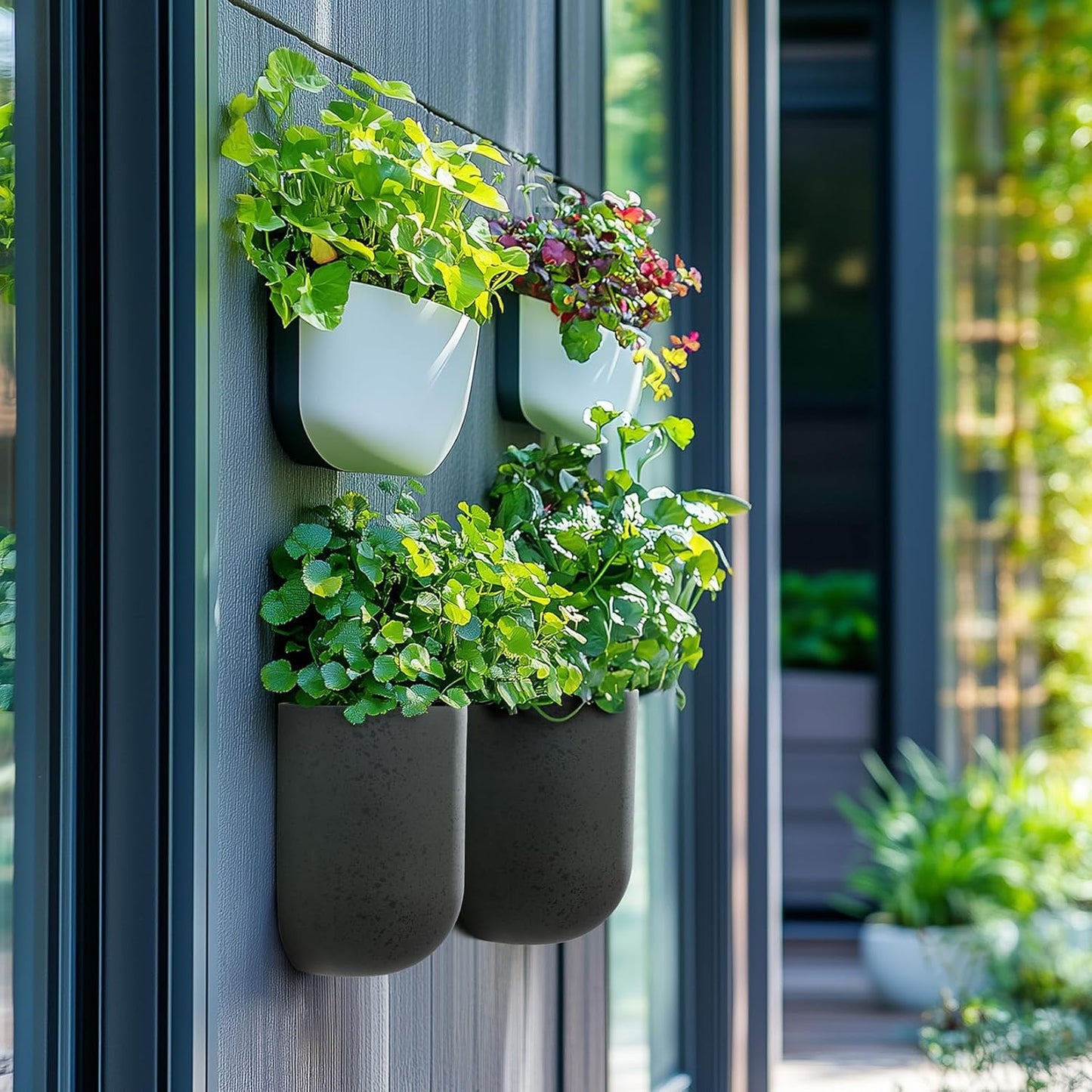 La Jolie Maison Wall Hanging Planters for Indoor Plants，Hanging Flower Pots for Air Plants Succulent, Set of 2, 6 Inch, Concrete Gray