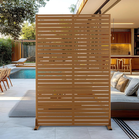 Outdoor Privacy Screen,72" H×47" W Metal Privacy Screen, Freestanding Privacy Fence Panels for Patio