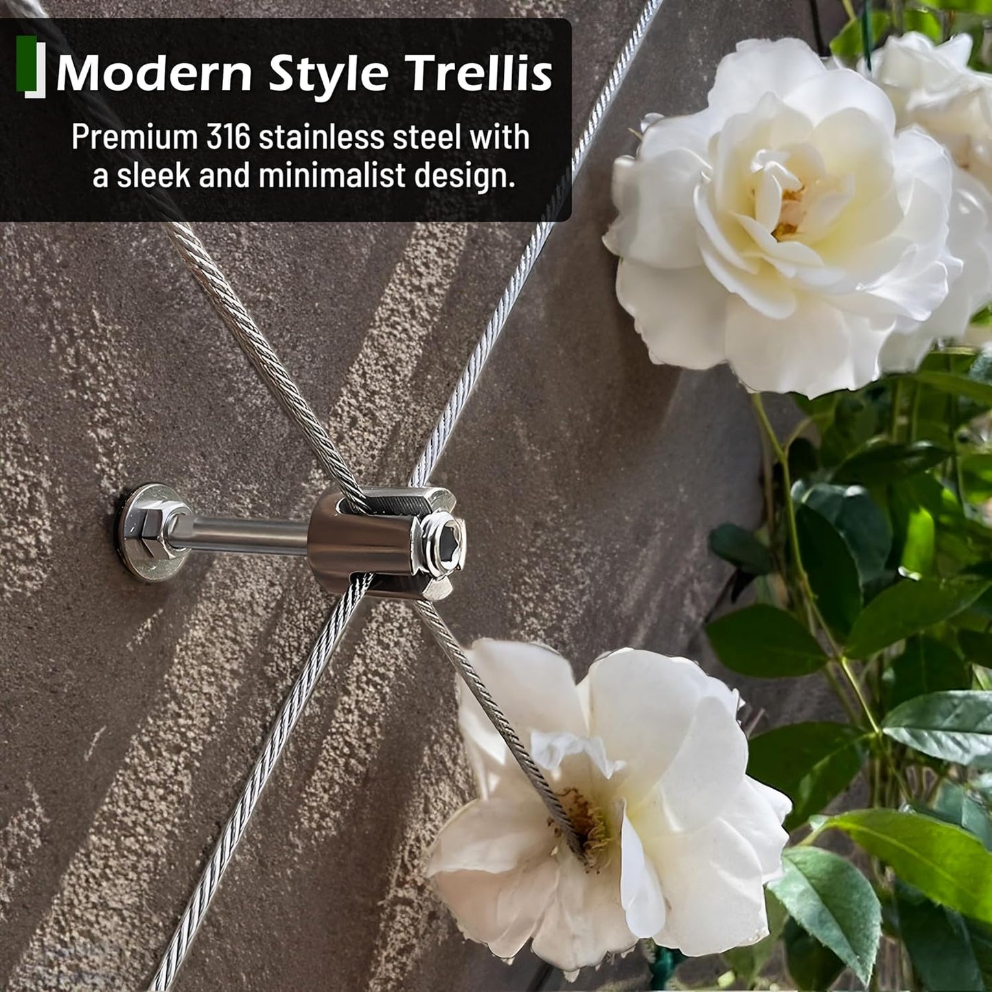 Wire Trellis for Climbing Plants Outdoor, 12 pcs Wall Wire Trellis Kit, T316 Stainless Steel Wall Trellis Kit Espalier Cable Trellis System (Hubs Only, Without Cable)