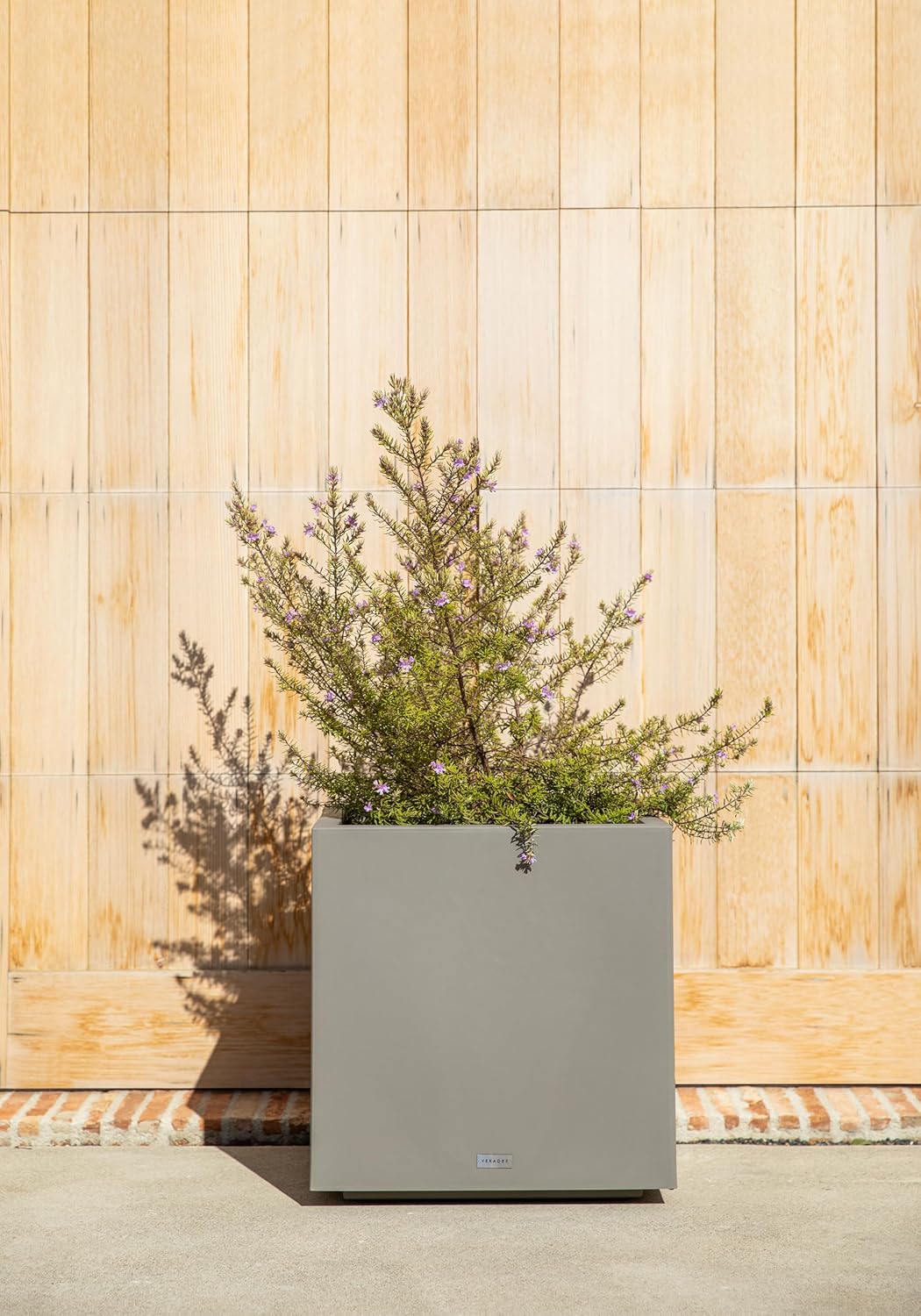 Veradek Block Series Cube Plastic Planter - Large Square Planter for Indoor or Outdoor Patio/Garden | Durable All-Weather Use with Drainage Holes | Modern Décor for Tall Plants, Trees, Flowers