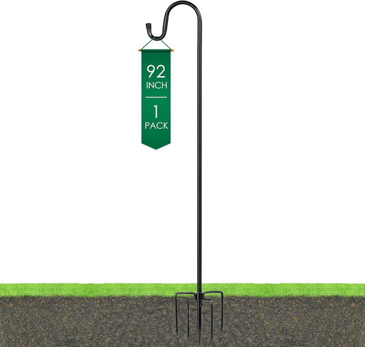 Ottsuls Shepherds Hooks with 5 Prongs Base for Outdoor - 92" Adjustable Bird Feeder Pole for Outside Hanging, Garden, Hummingbird Feeder, Plant Baskets, Solar Light Lanterns, Wedding Decor (1 Pack)