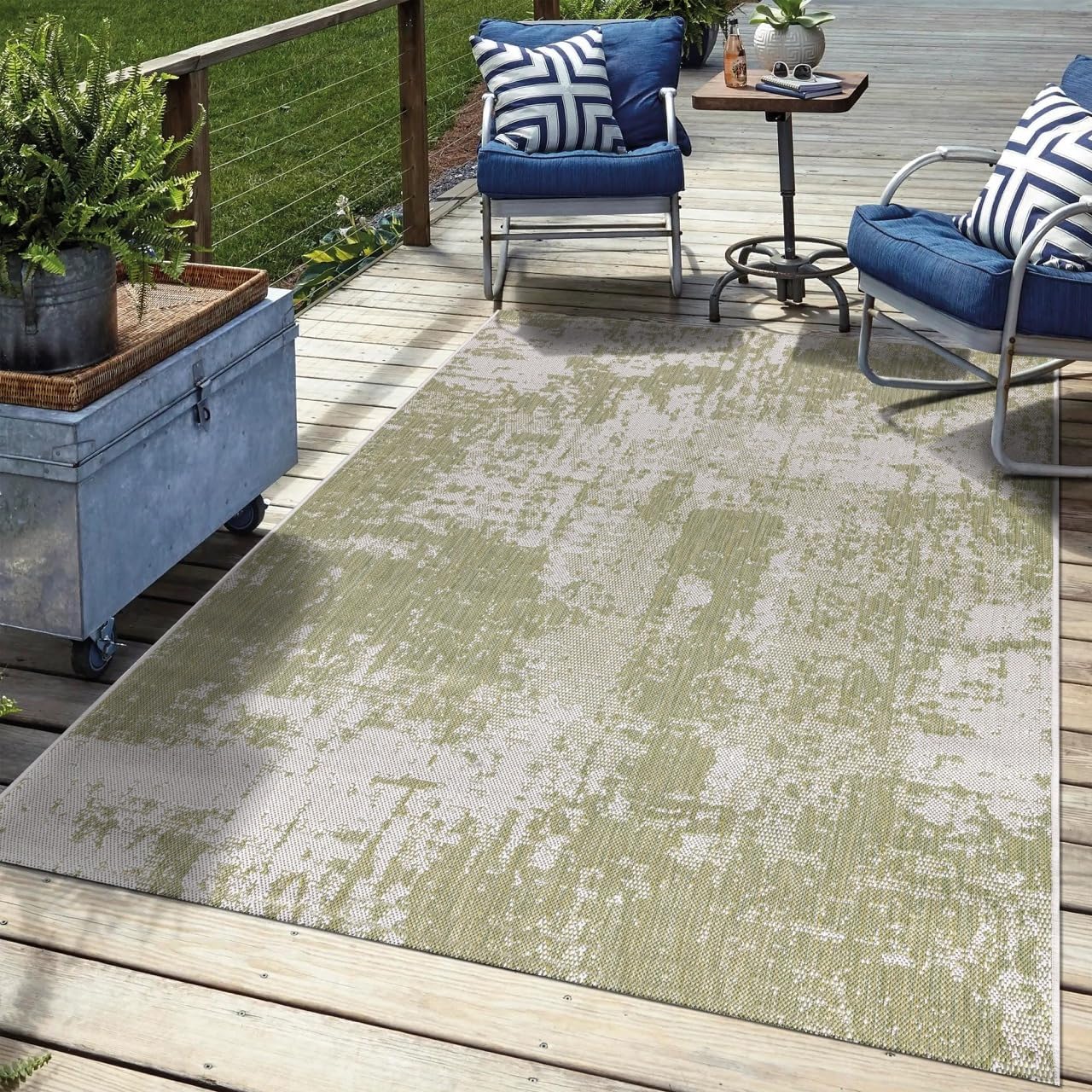 Keen Home Design Terrace Outdoor Area Rug - 4x6 Washable Indoor/Outdoor Rug for Patio, Kitchen, Balcony, Beach, Garden, Deck and Porch, Size: 3'10"x5'7"
